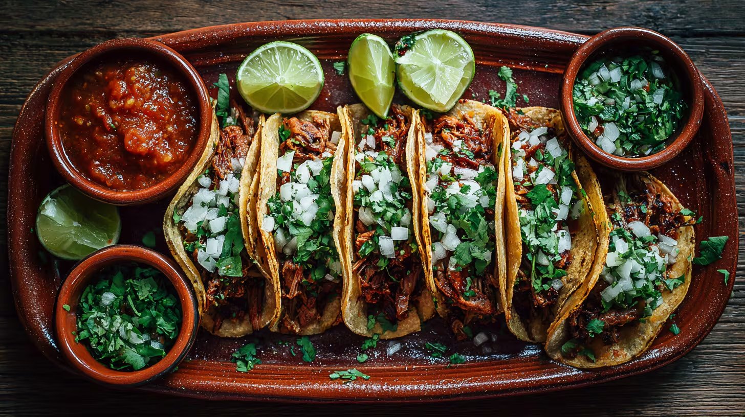 Taco al pastor servido con piña, cebolla y cilantro sobre tortilla de maíz, típico de la gastronomía mexicana. - (Imagen Ilustrativa Infobae)