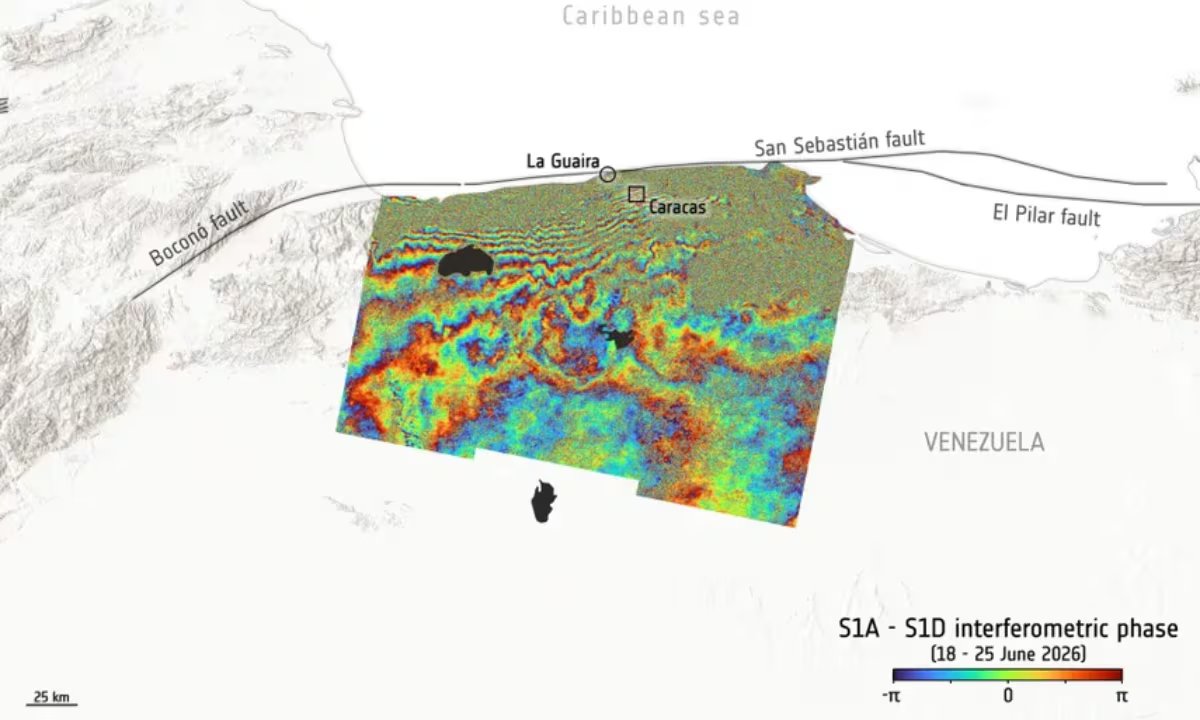 La misión NISAR de la NASA e ISRO detectó con tecnología InSAR desplazamientos de hasta 40 centímetros en la corteza terrestre tras el sismo en Venezuela.