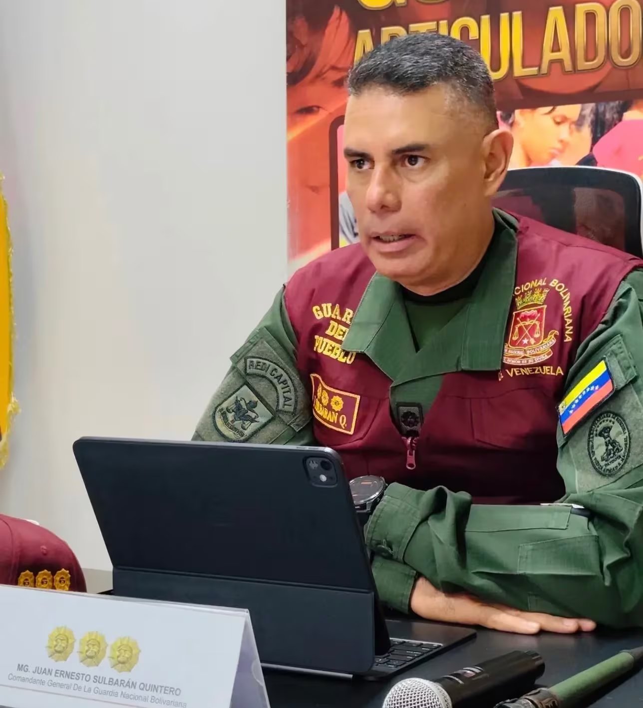 El MG Juan Ernesto Sulbarán Quintero, comandante general de la Guardia Nacional Bolivariana, fue nombrado como Autoridad Única para la Emergencia
