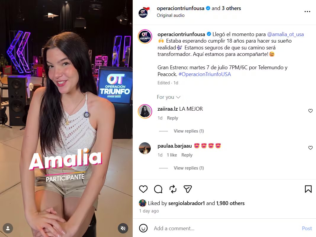 Amalia Martos, concursante española de 'Operación Triunfo USA' (Televisa)