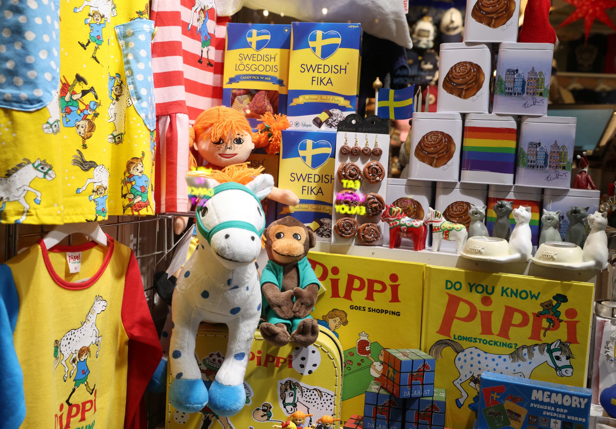 Pippi Longstocking merchandise is on display in a shop in Gamla Stan, the city's old town, in Stockholm, Sweden November 21, 2025. REUTERS/Leonhard Foeger