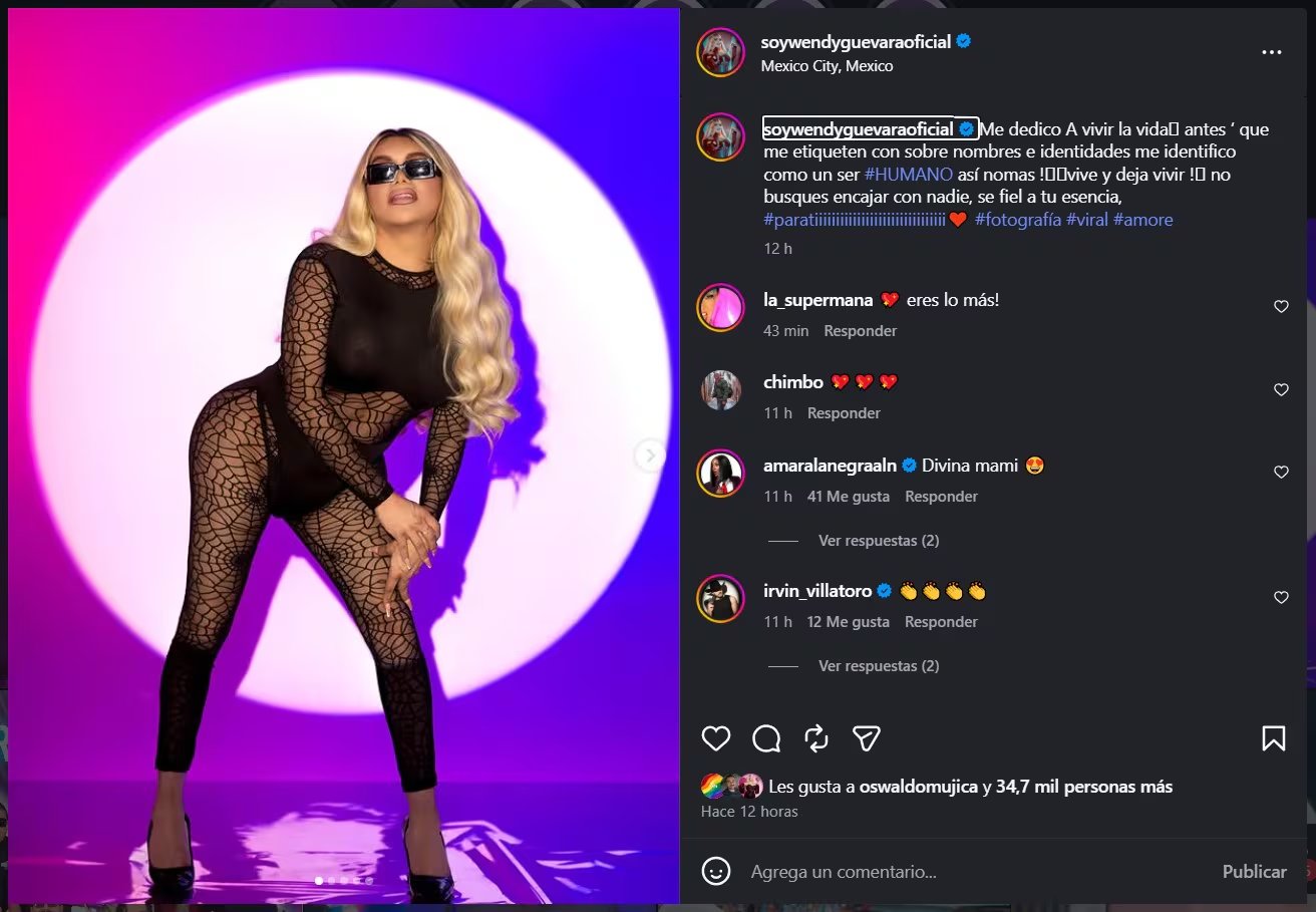 Wendy Guevara respondió a Alejandra Bogue en redes sociales y afirmó que se identifica como “un ser humano” antes que por etiquetas o identidades (IG)