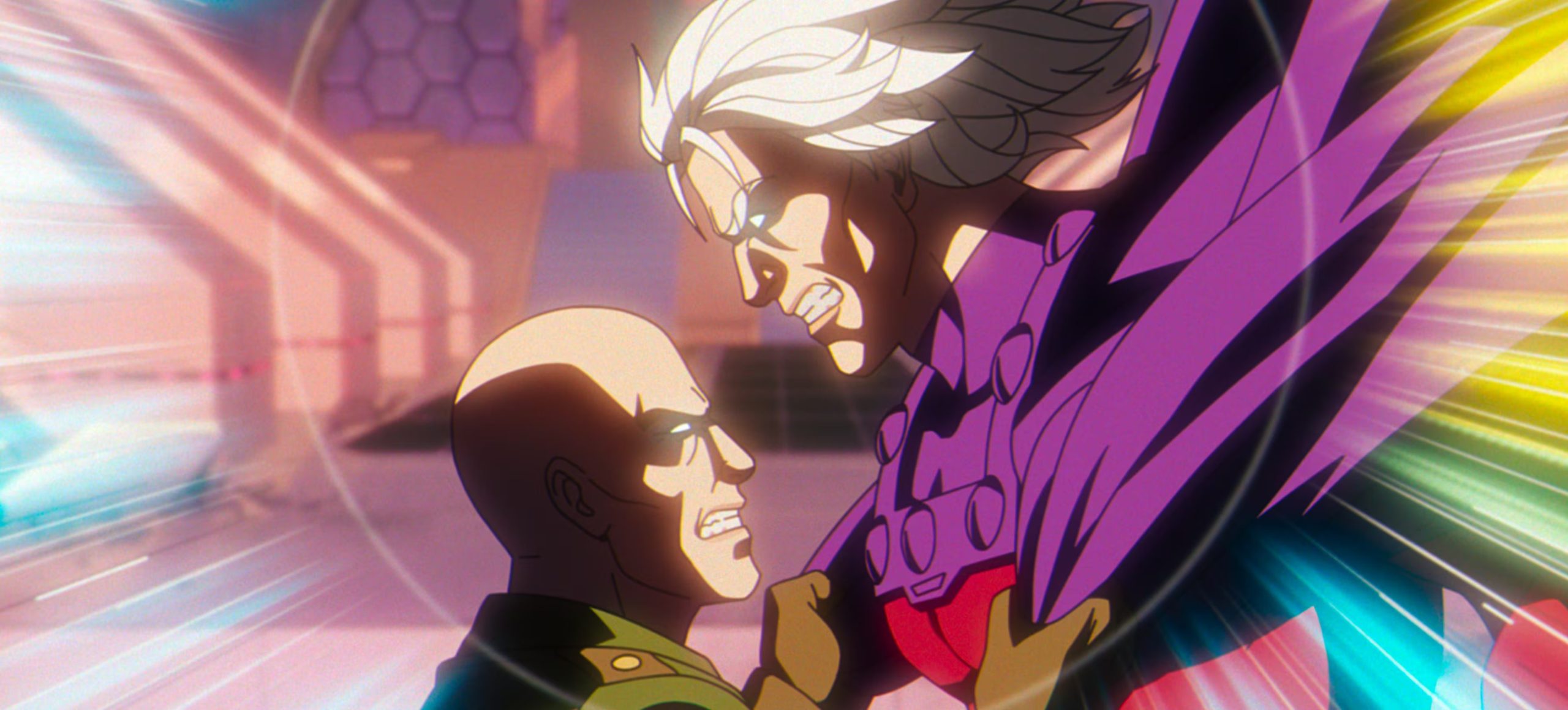 (L-R): Professor X (voiced by Ross Marquand) and Magneto (voiced by Matthew Waterson) in Marvel Animation's X-MEN '97. Photo courtesy of Marvel Animation. © 2024 MARVEL.