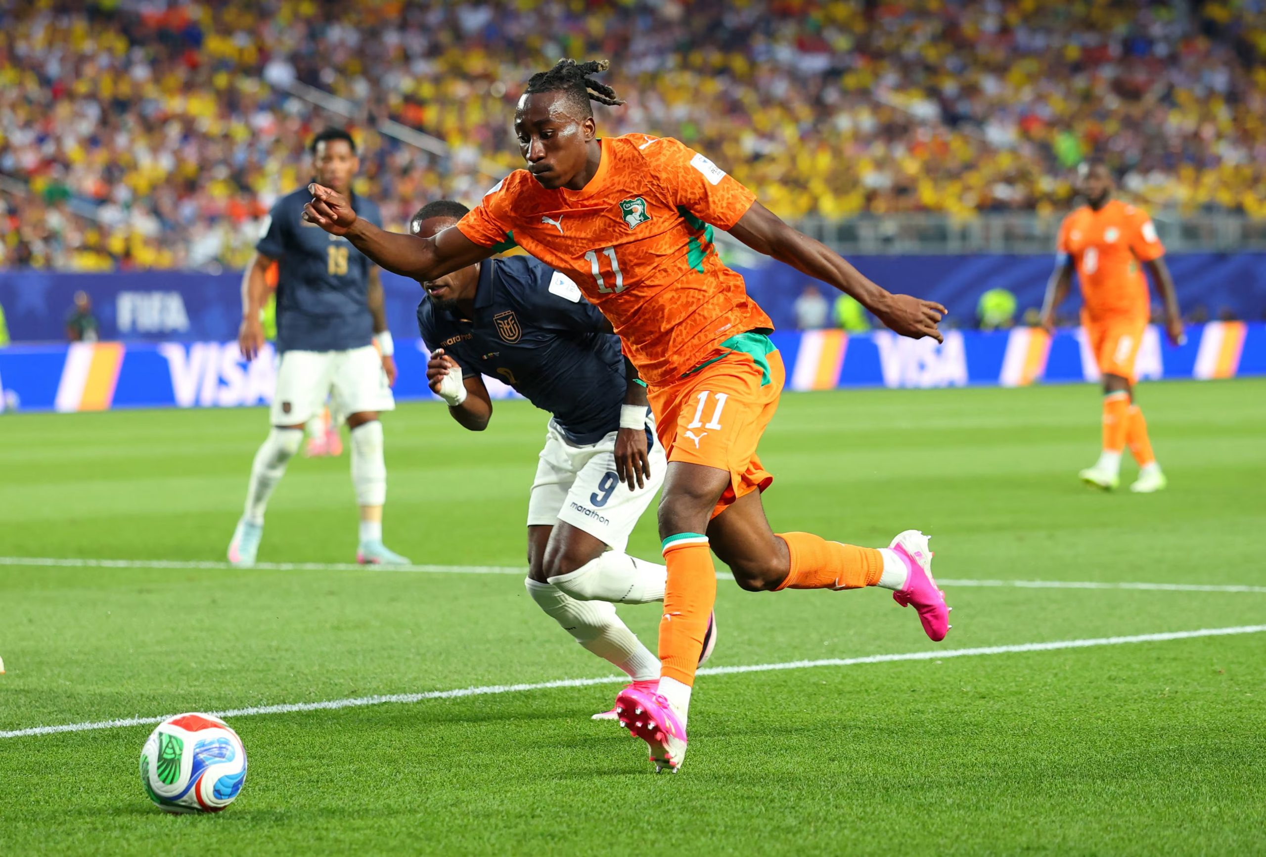 Yan Diomandé fue titular en los tres partidos de Costa de Marfil en la fase de grupos del Mundial 2026 - crédito Mike Segar/REUTERS