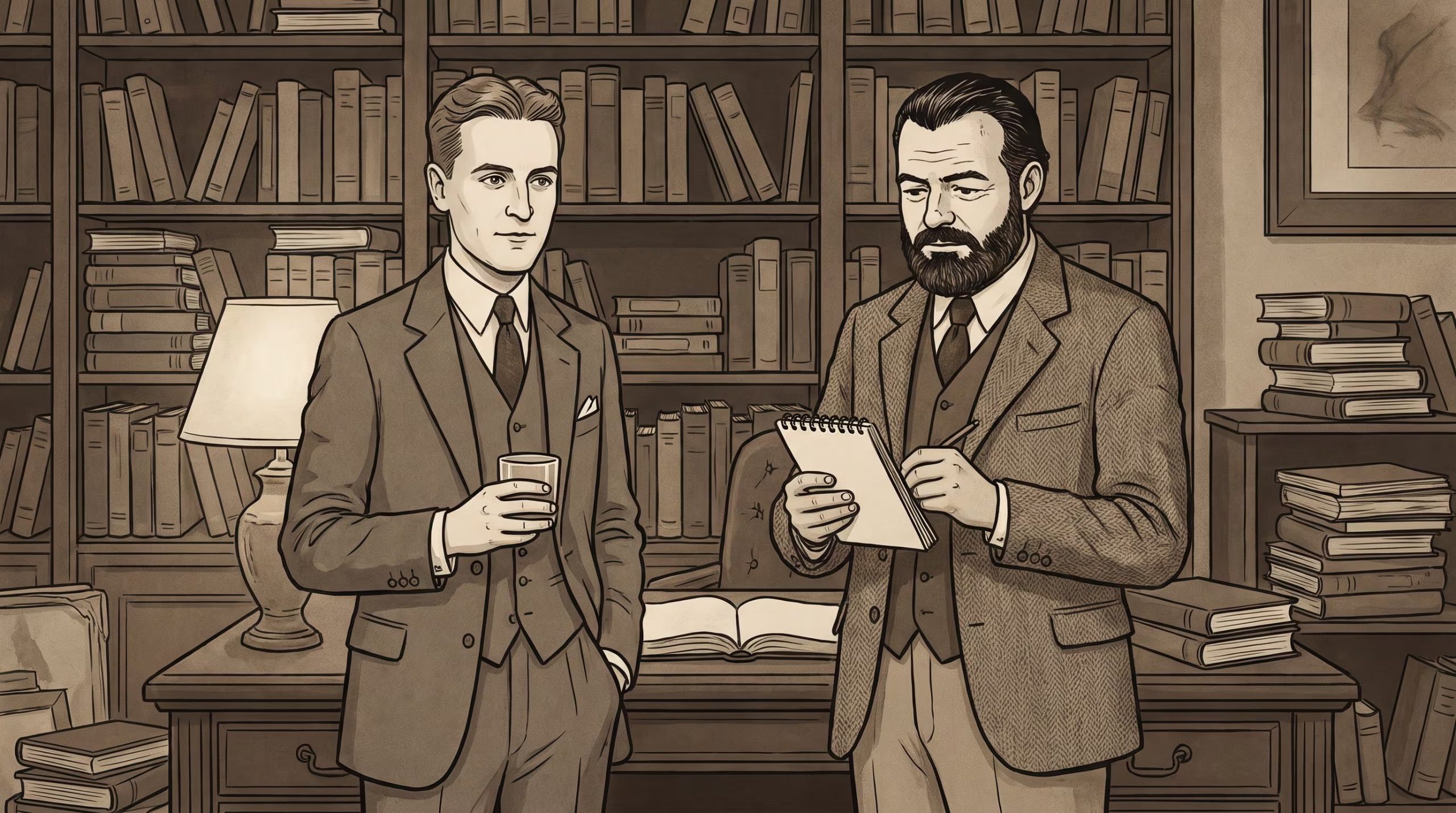 F. Scott Fitzgerald y Ernest Hemingway se conocieron en 1925 en París, cuando Fitzgerald presentó a Hemingway ante Maxwell Perkins y los círculos literarios franceses - (Imagen Ilustrativa Infobae)