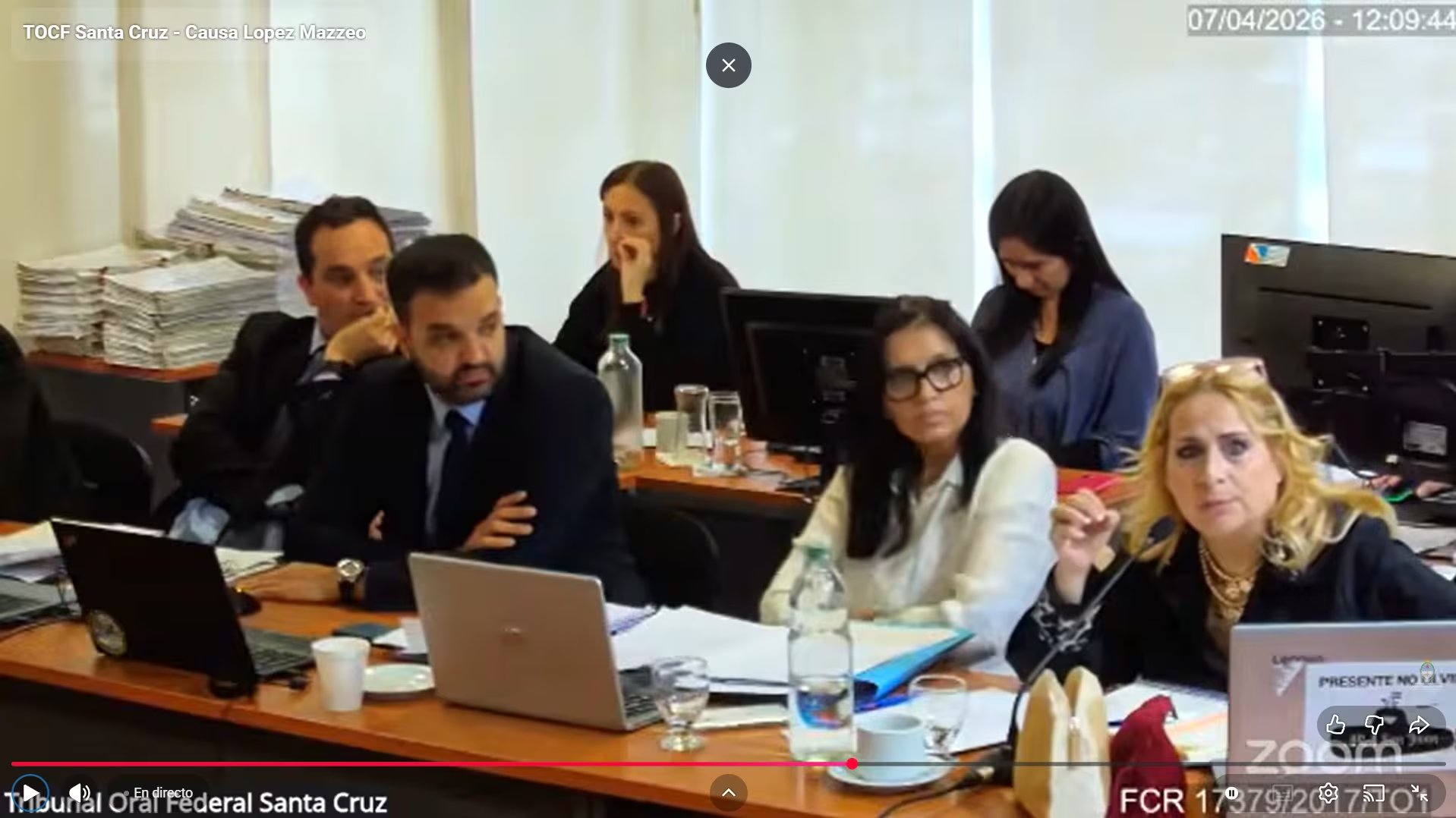 De izquierda a derecha: los fiscales Colla, Pruzán y Garmendia y la querellante Carreras