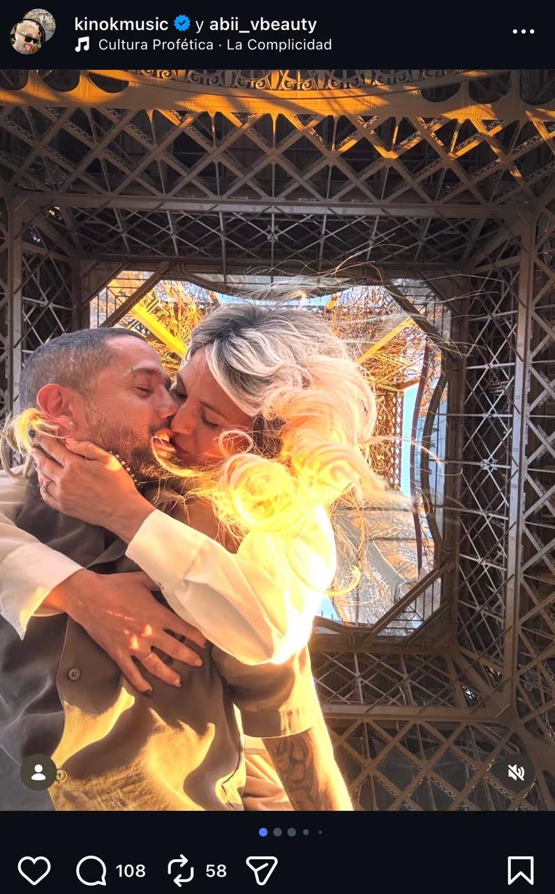 La pareja presume su relación sin condición en sus redes sociales - crédito @kinomusic/IG