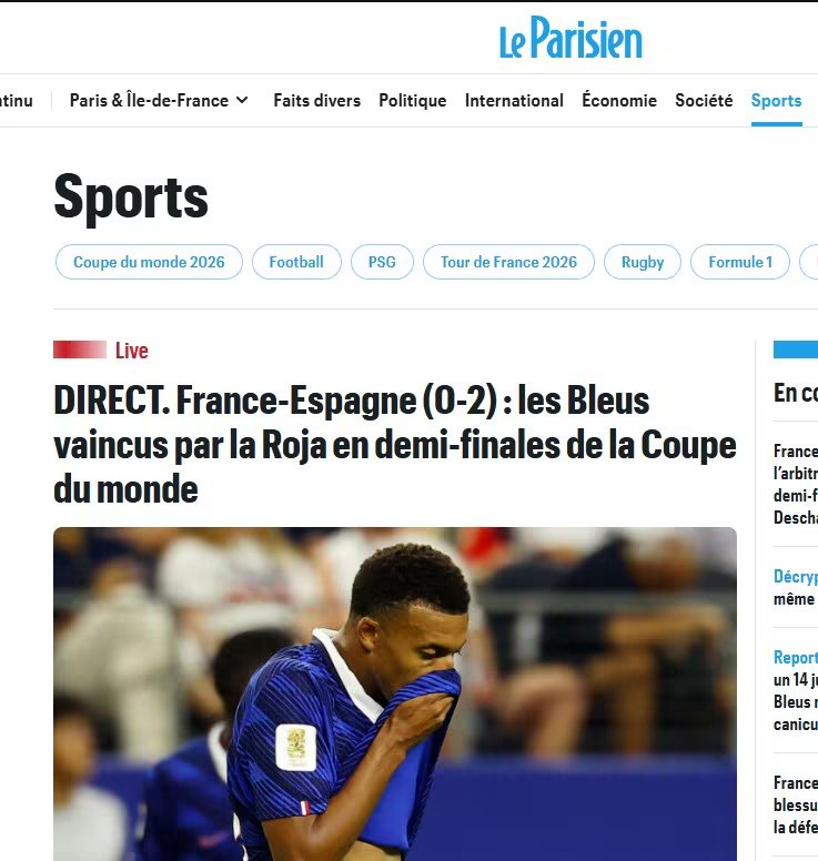 Así reflejó Le Parisien la derrota de Francia ante España en el Mundial