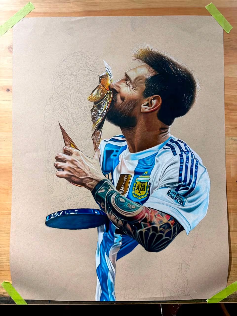 El artista originario del departamento de Jalapa, Guatemala, ha pintado las máximas estrellas del torneo. (Infobae Centroamérica/Cortesía Alejandro Requena)