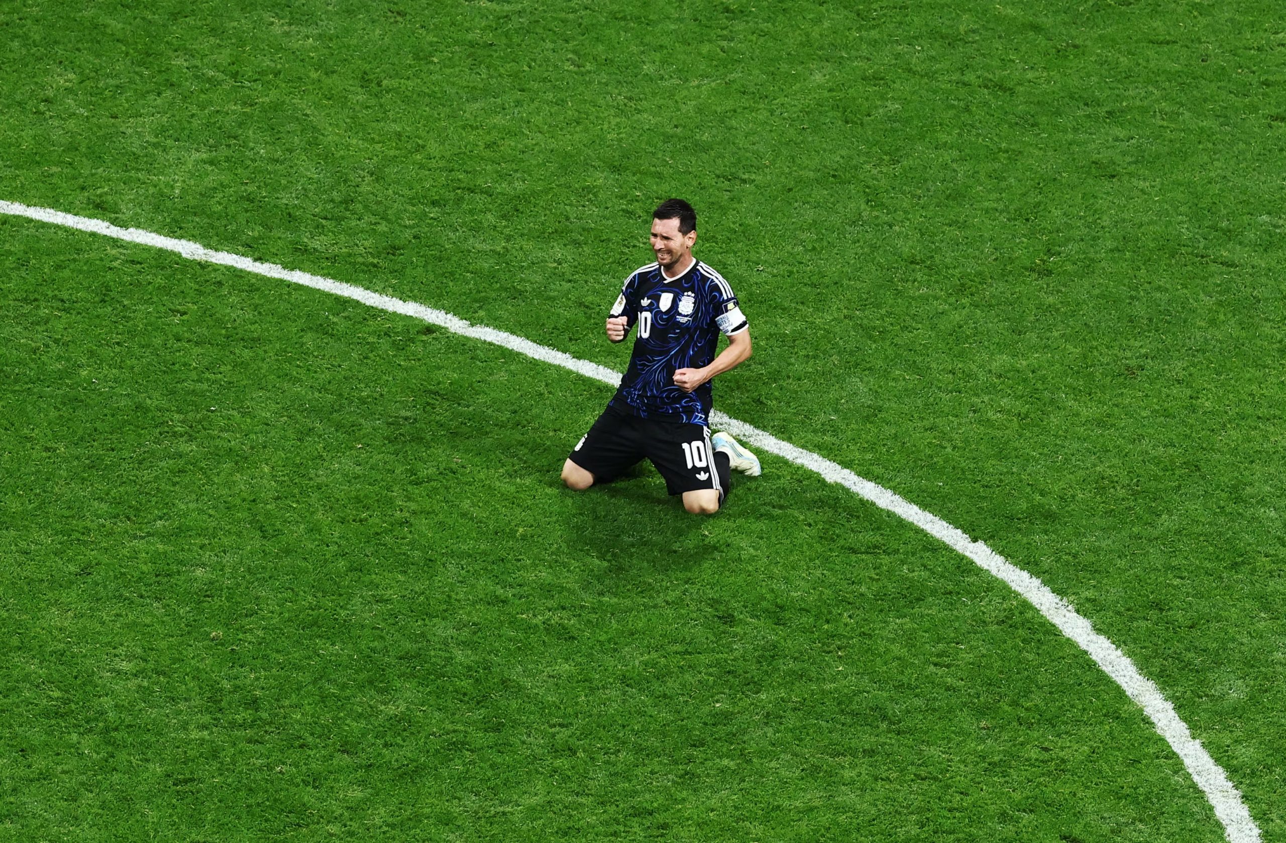 Soccer Football - FIFA World Cup 2026 - Semi Final - England v Argentina - Atlanta Stadium, Atlanta, Georgia, U.S. - July 15, 2026 Argentina's Lionel Messi celebrates after the match as Argentina qualify for the World Cup final REUTERS/Lee Smith