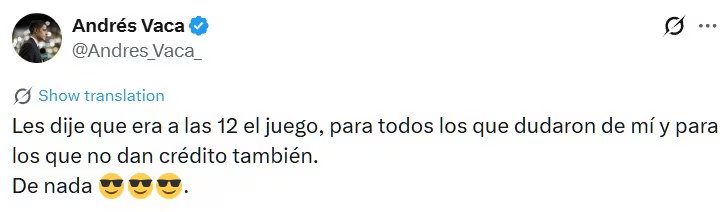 El periodista deportivo indica que la noticia es totalmente verdadera, pero las autoridades correspondientes no han emitido ningún comunicado. (TW Andrés Vaca)