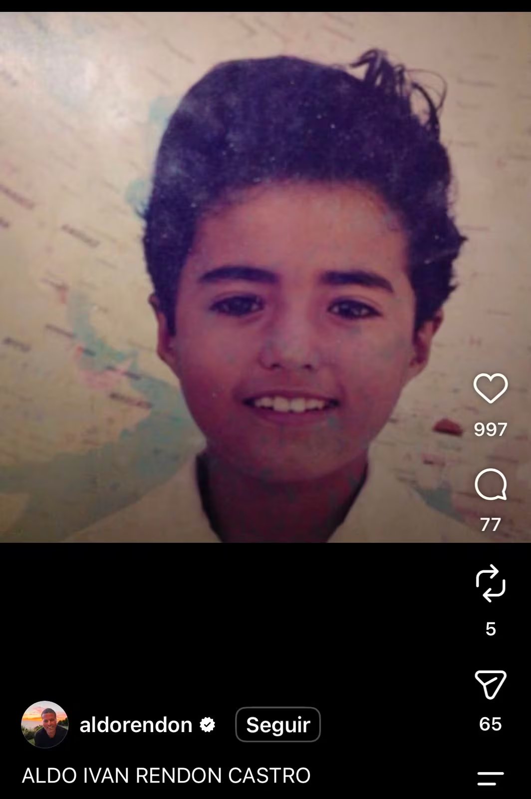Aldo Rendón cuando era un niño (ig/aldorendon)