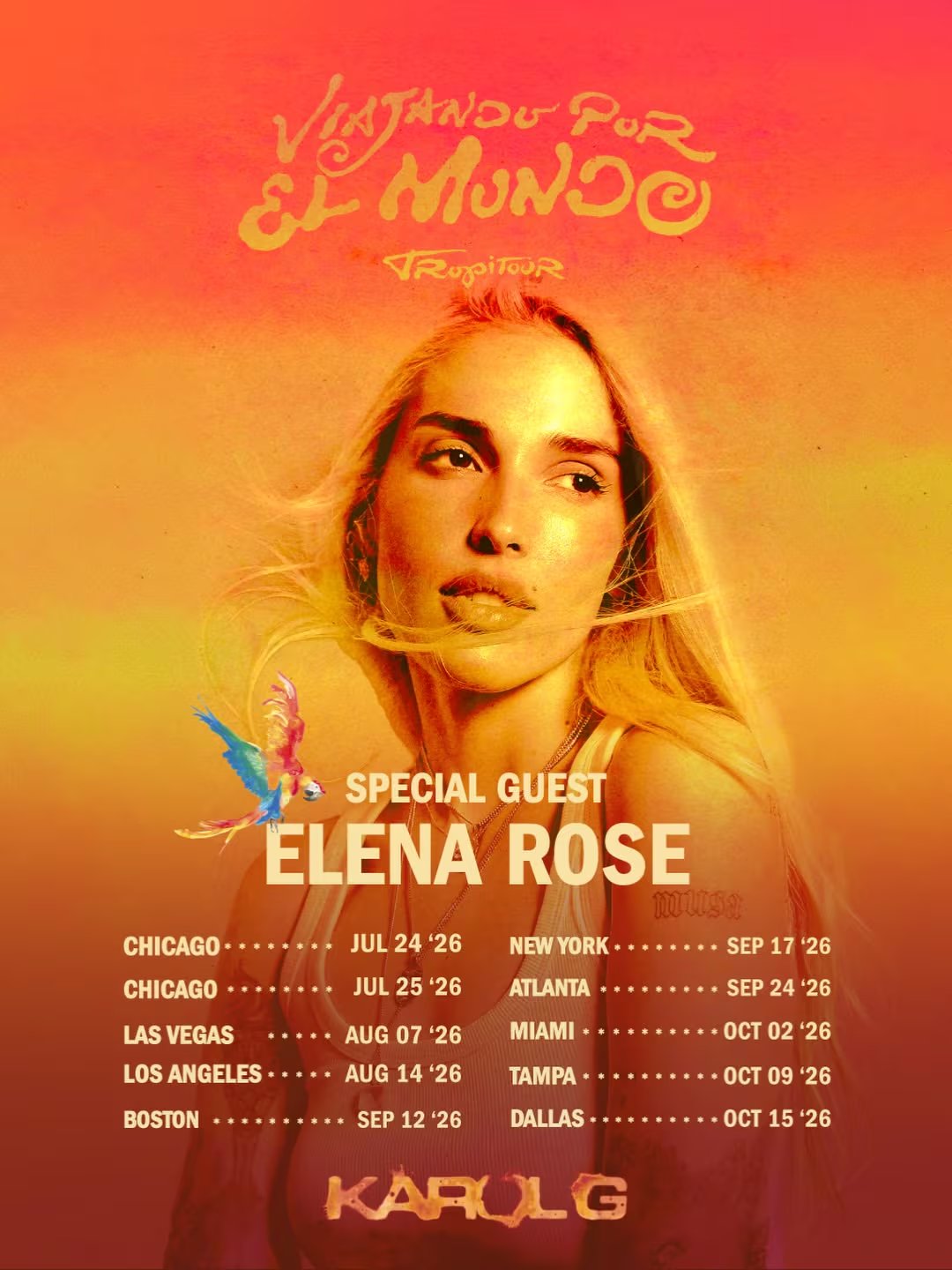 La cantautora venezolana abrirá la gira en Chicago y compartirá escenario con Karol G en diez ciudades, agradeciendo la oportunidad de llevar su música a nuevos públicos y celebrando la diversidad latina sobre el escenario - crédito @bichotarecords/ Instagram