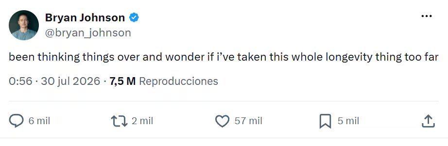 El influencer biohacker publicó en X que quizás llevó