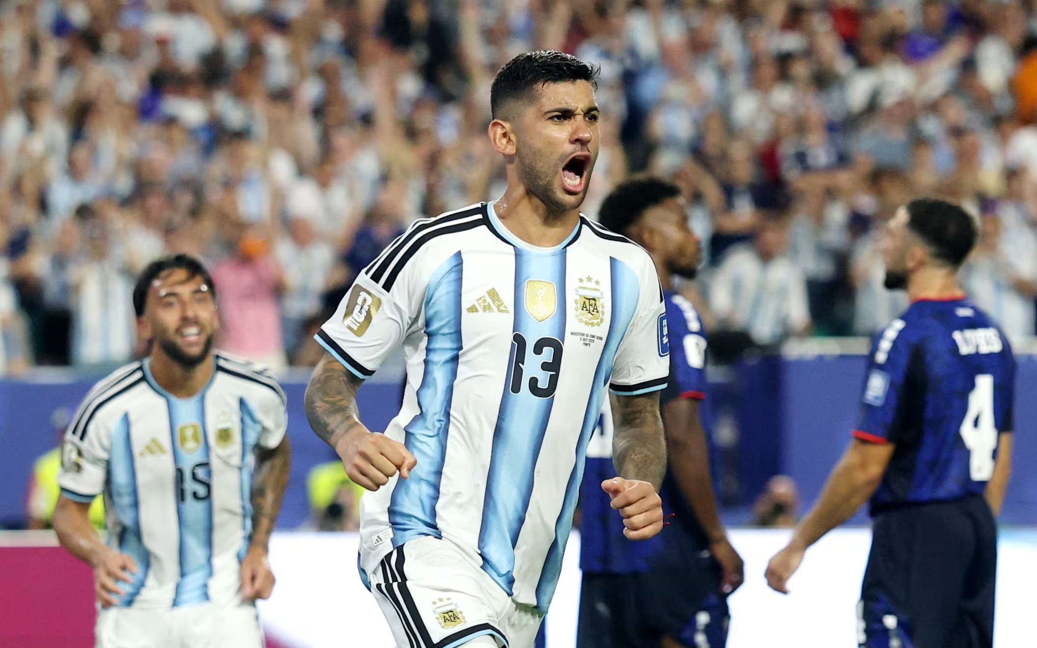 Cristian Romero celebra el gol del triunfo (REUTERS/Paul Childs)