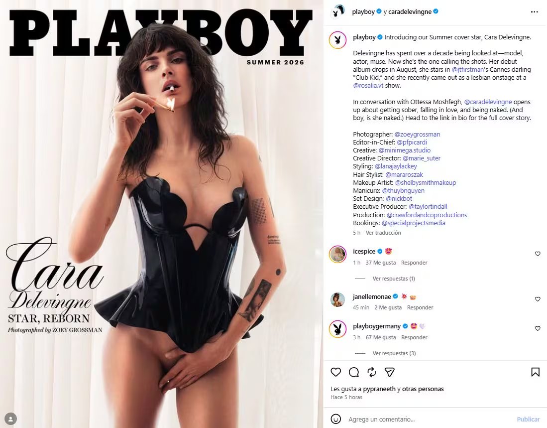 La modelo exigió que la producción de Playboy contara con un equipo creativo liderado en su mayoría por mujeres y con presencia de integrantes de la comunidad queer (Instagram/@playboy)
