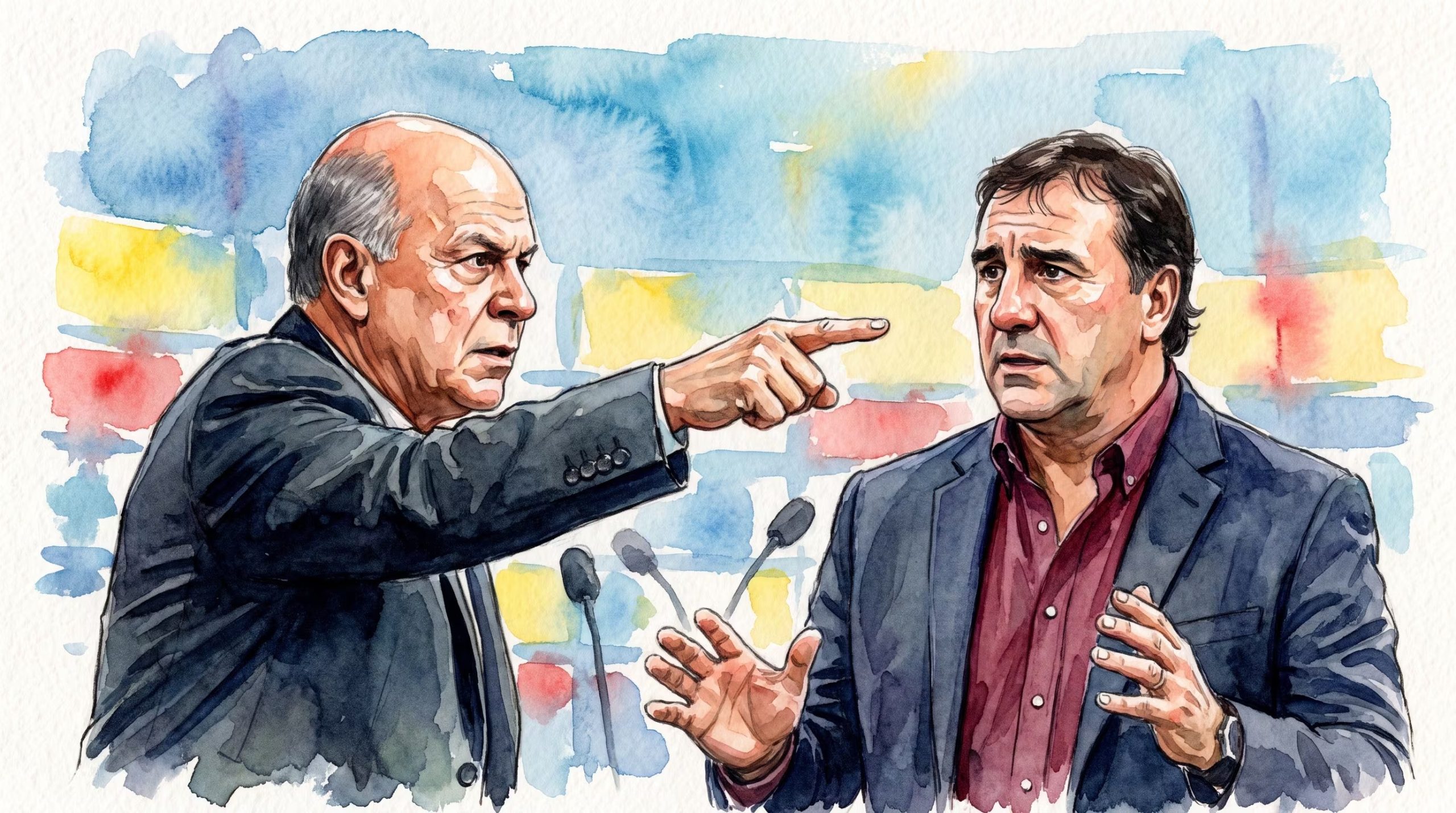 El periodista Carlos Antonio Vélez señala con el dedo al técnico de la selección Colombia - crédito (Imagen Ilustrativa Infobae)