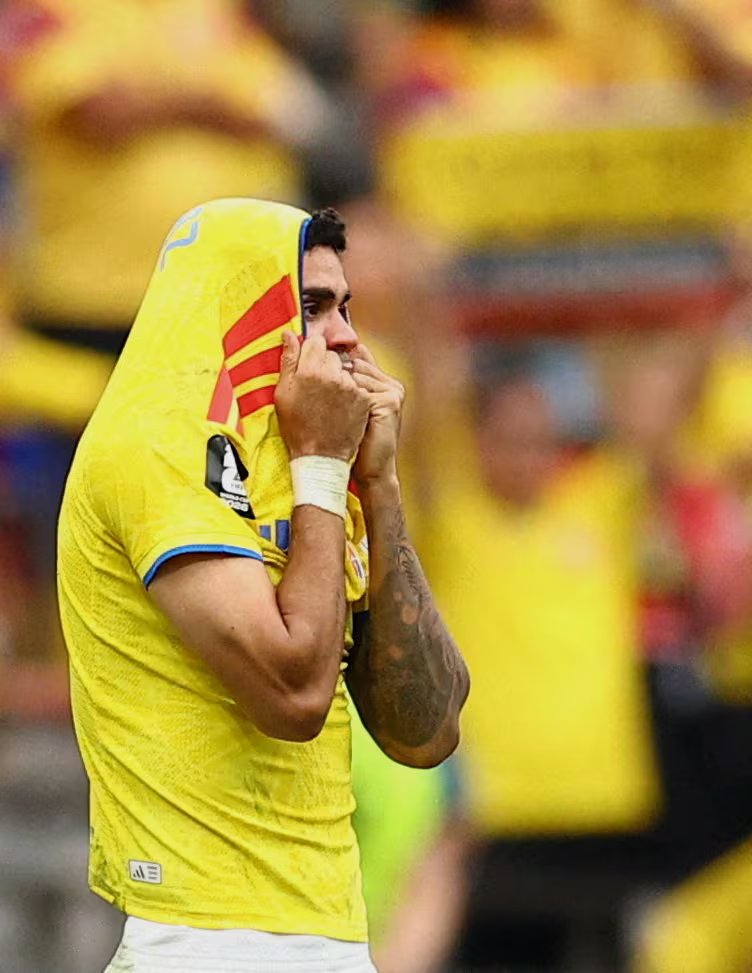 El colombiano Luis Díaz se muestra abatido tras el partido, después de la eliminación de su equipo de la Copa Mundial - crédito Agustin Marcarian/Reuters