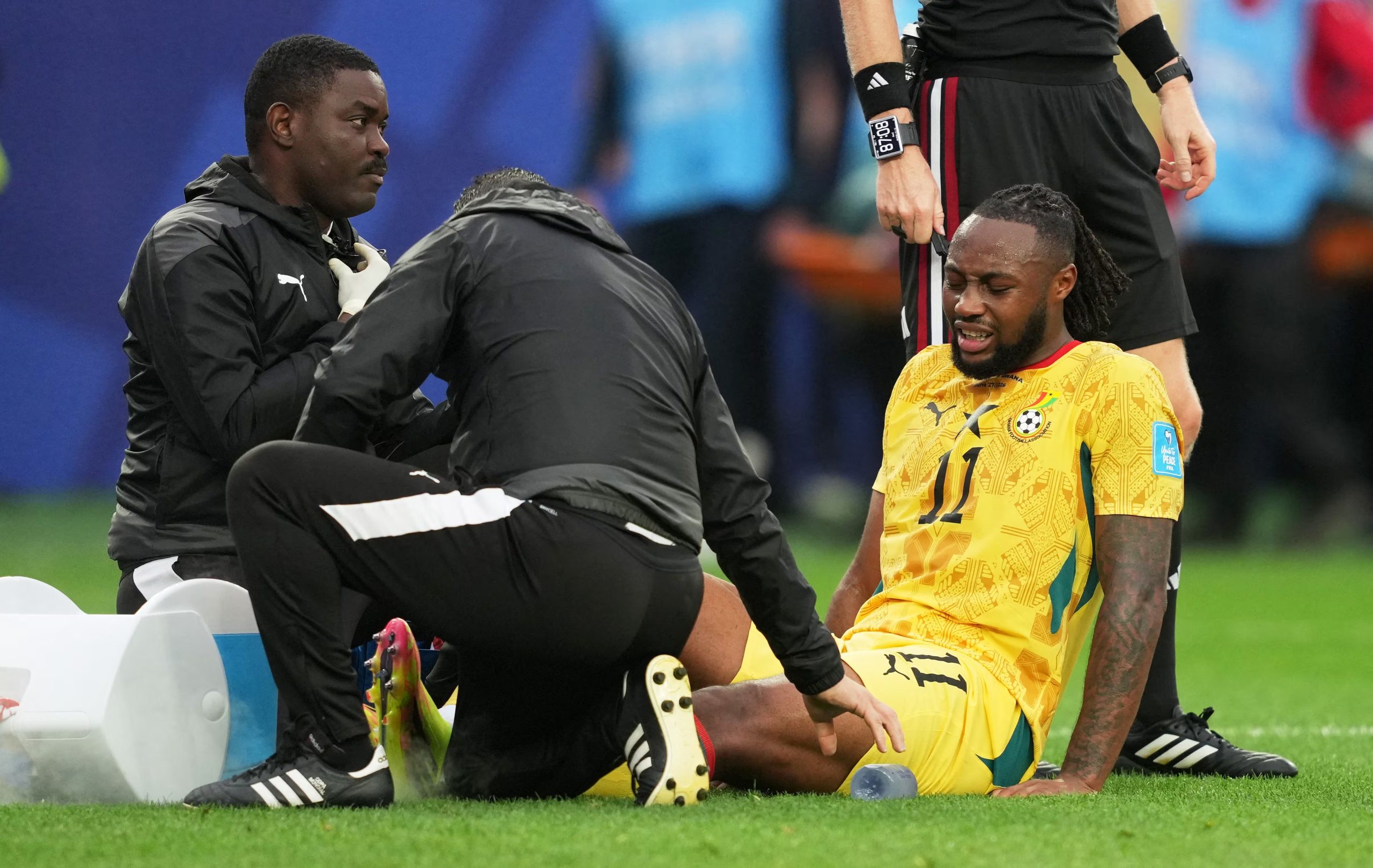 Antoine Semenyo se lesionó ante Croacia, pero volverá con Ghana ante la Selección Colombia - crédito James Lang/IMAGN IMAGES vía Reuters