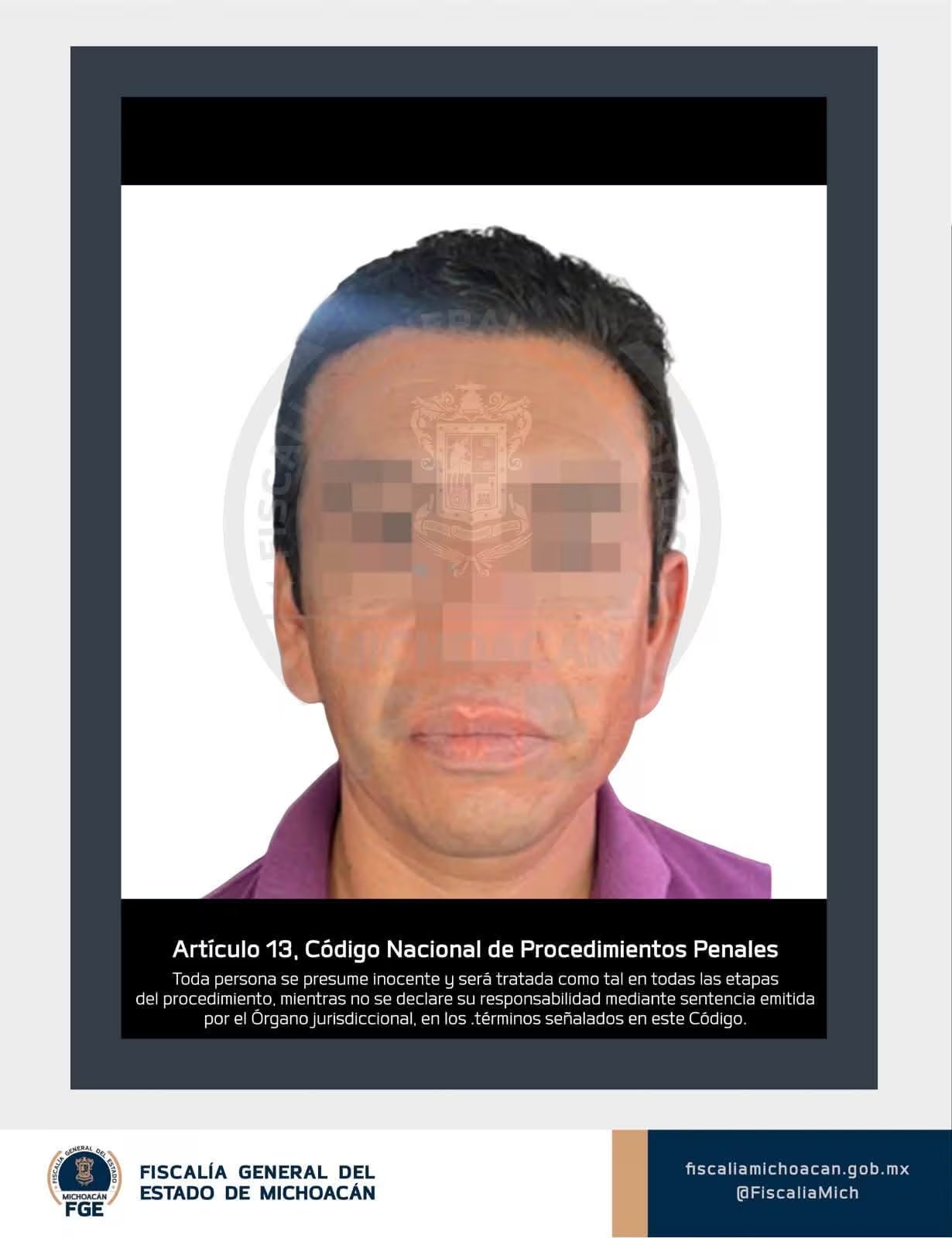 Octavo detenido por la masacre contra la comunidad indígena. Crédito: FGE Michoacán