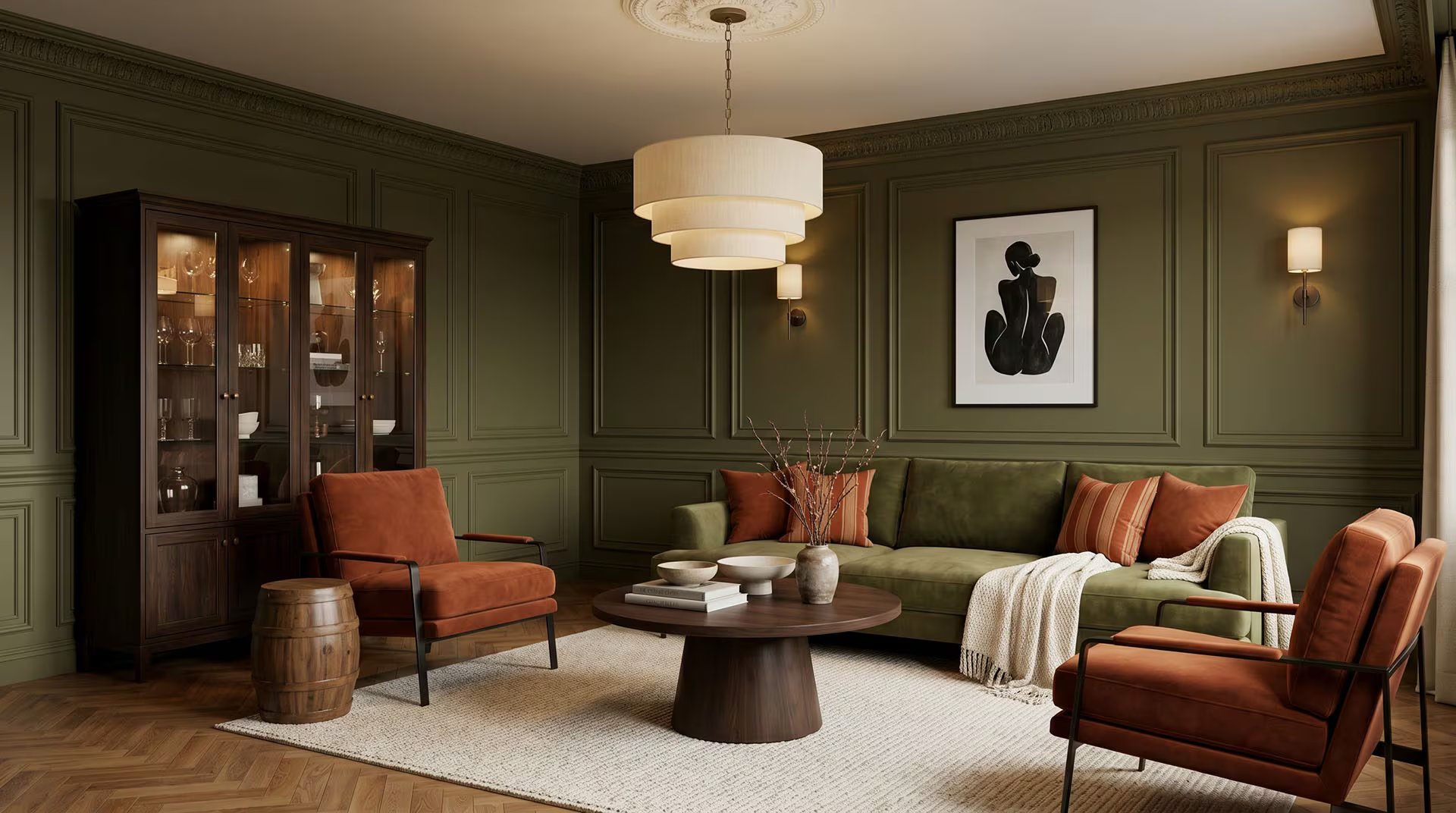 Colores intensos, molduras y muebles de presencia marcan el estilo teatral y sofisticado de Leo en la decoración