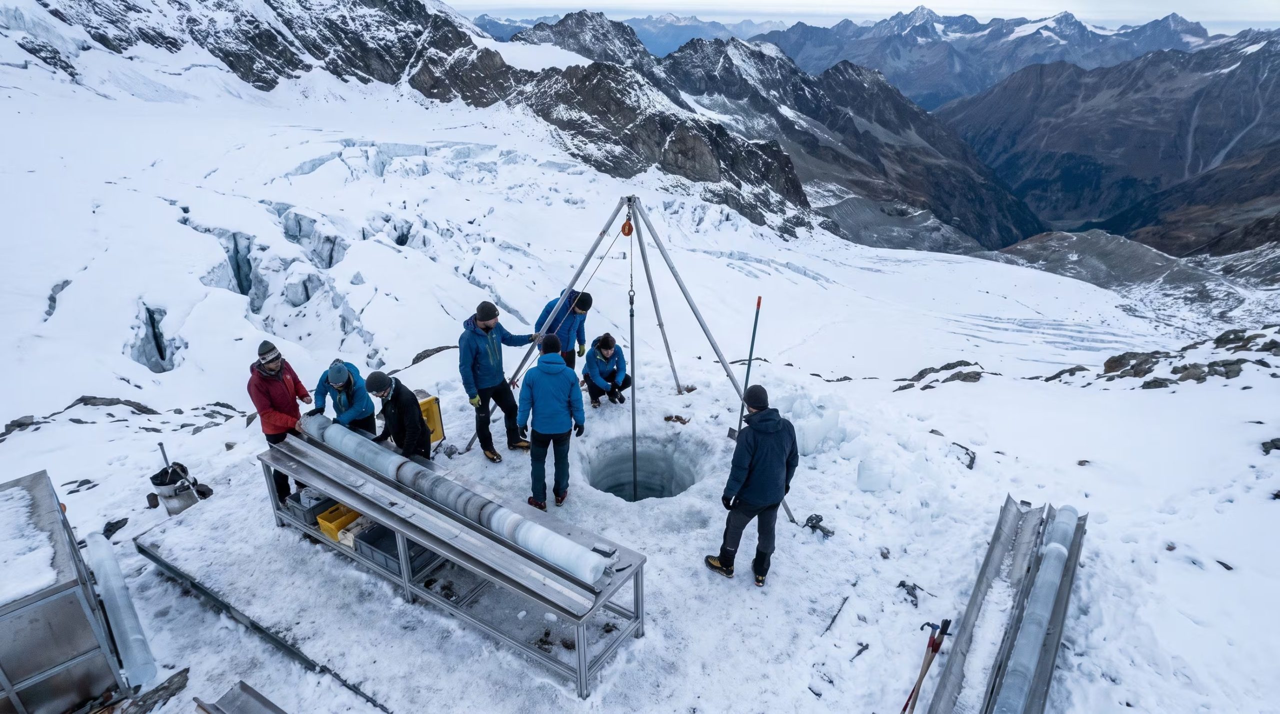 Un equipo internacional perforó el glaciar Weißseespitze en los Alpes orientales, entre Austria e Italia, hasta el lecho rocoso (Imagen Ilustrativa Infobae)