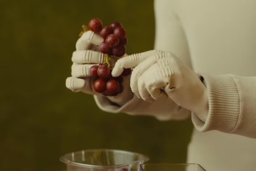 El robot humanoide puede separar las uvas de su tallo. (1X)