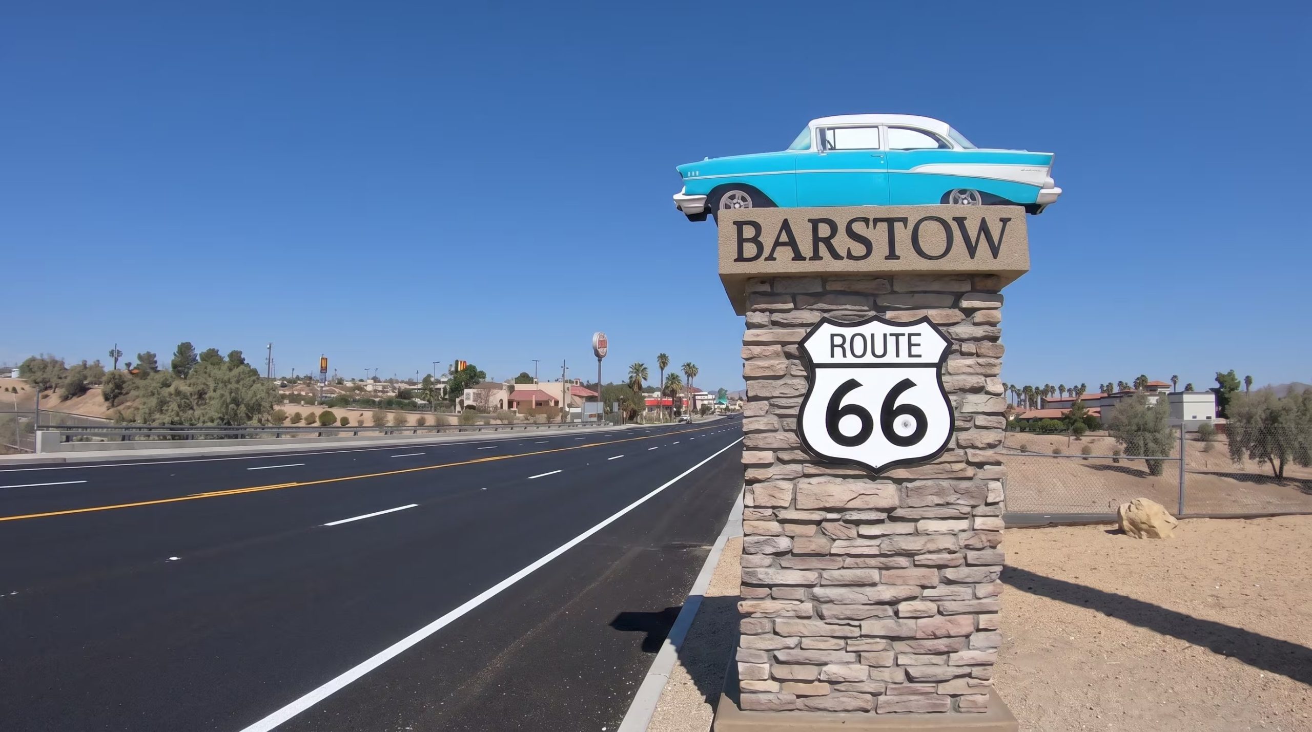 En Barstow, California, un cartel advierte la ausencia de servicios y convierte esa falta de referencias en parte de la experiencia del viaje (Imagen Ilustrativa Infobae)