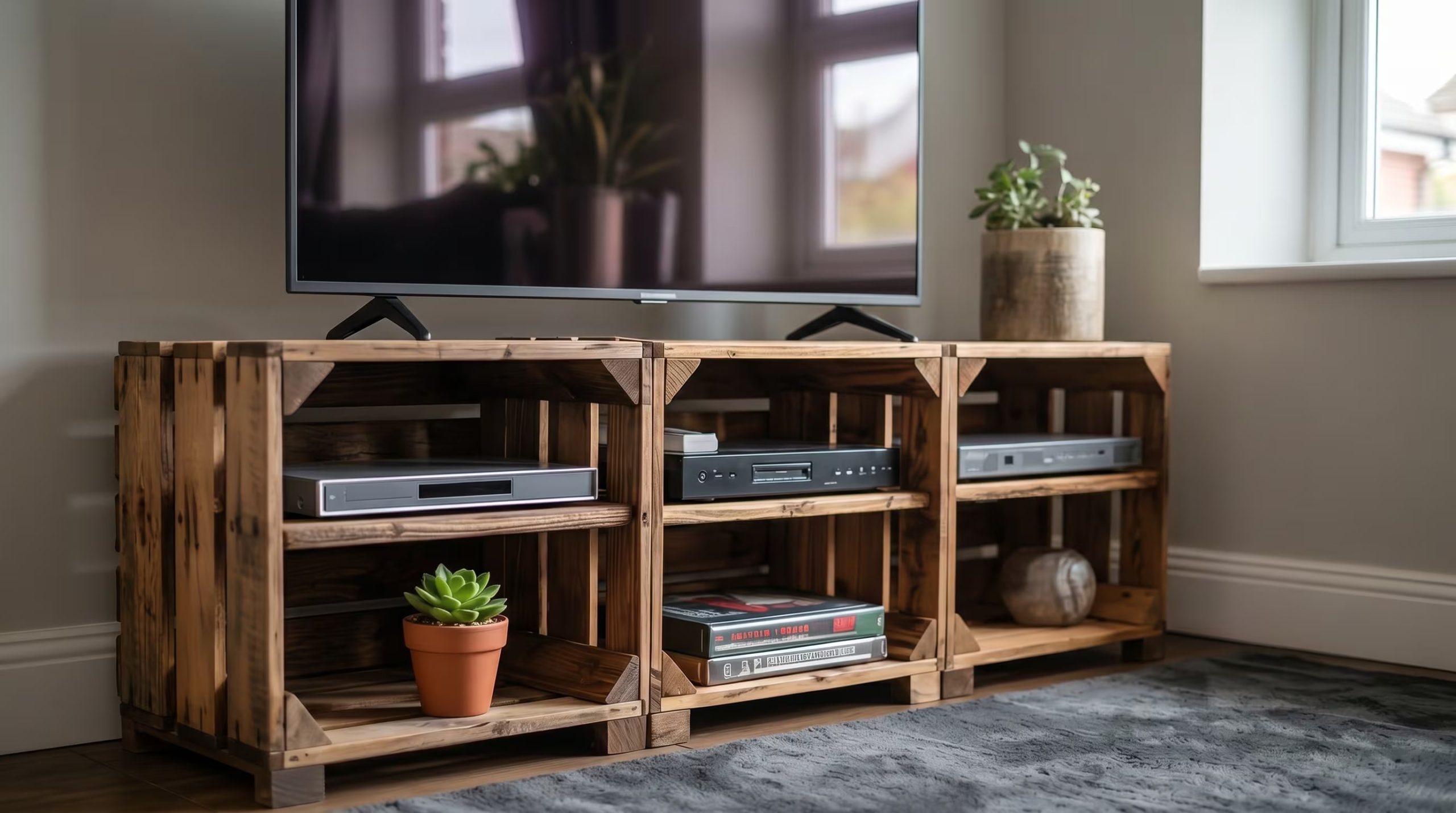 Cajones ubicados de diferentes maneras dan forma a un mueble que encaja en livings minimalistas y espacios de estética boho