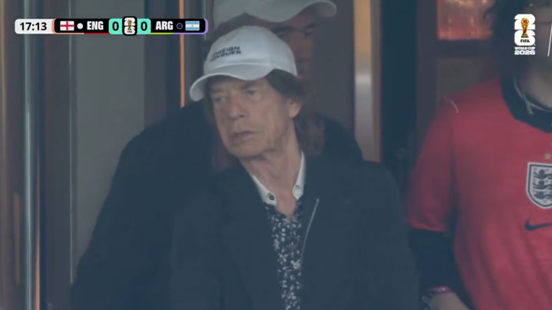 Mick Jagger volvió a alentar a Inglaterra y dijo presente en una nueva cita mundialista (Captura de video)