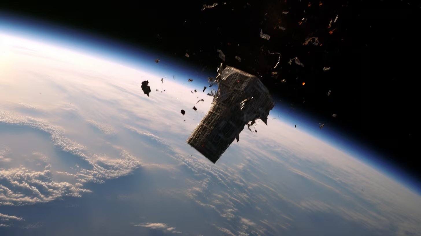 James Blake advirtió que los fragmentos de basura espacial pueden desplazarse a varios kilómetros por segundo y causar daños a satélites en la órbita geoestacionaria (Imagen ilustrativa Infobae)