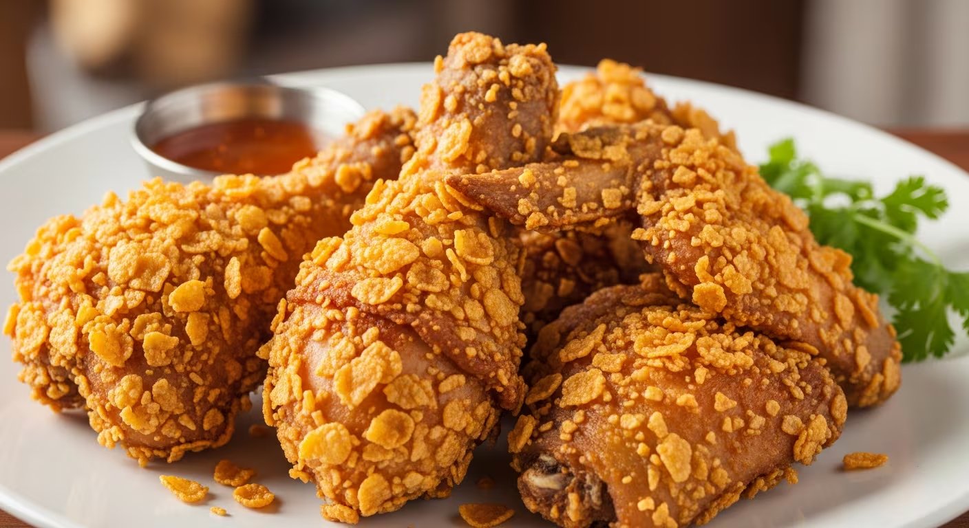Pollo frito con una cobertura crujiente de cereal de maíz (Imagen Ilustrativa Infobae)