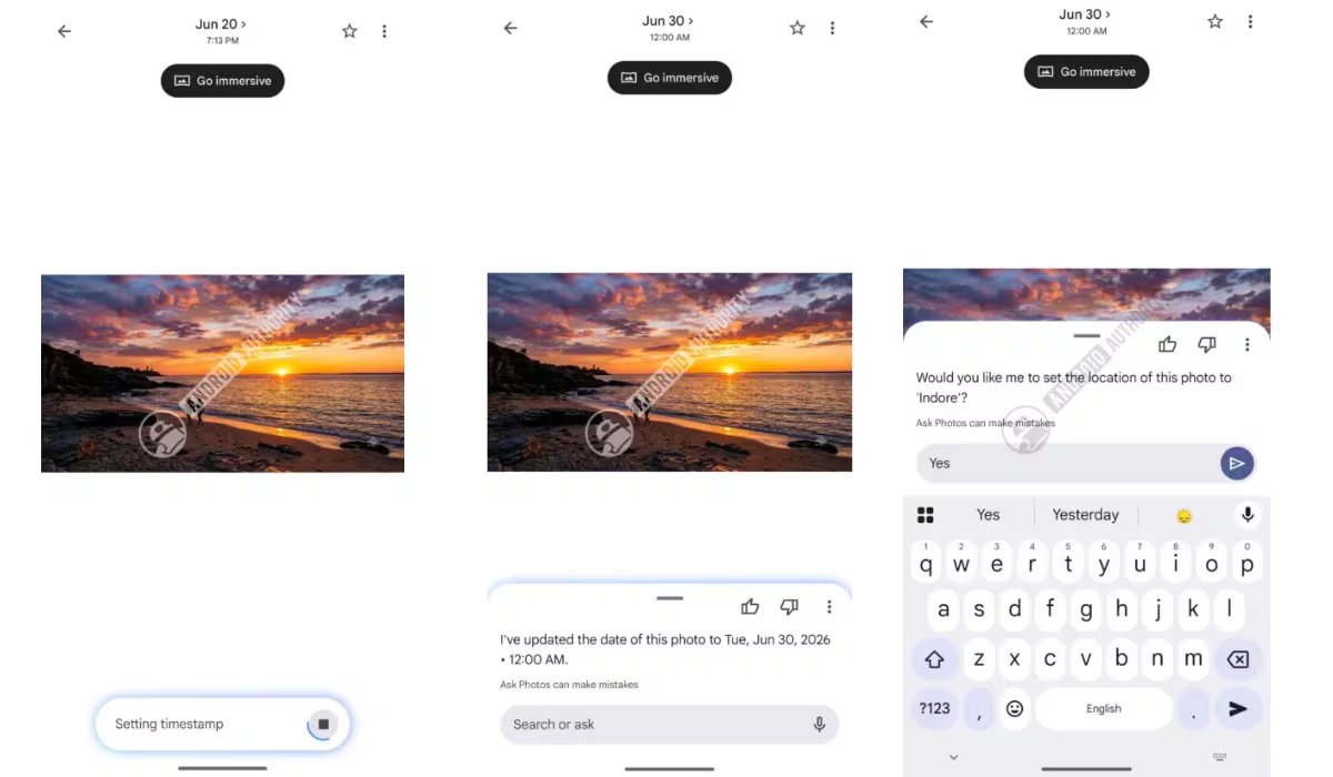 La nueva herramienta de Google Fotos podrá modificar metadatos como la fecha, la ubicación y la descripción de una imagen. (Android Authority)