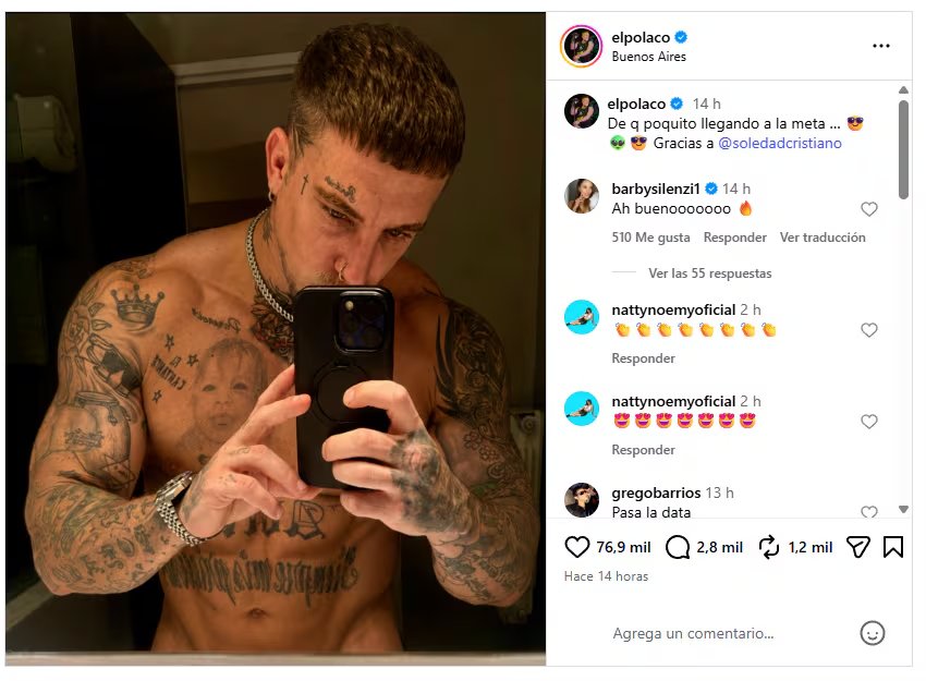 El posteo de El Polaco y la reacción de Barby Silenzi