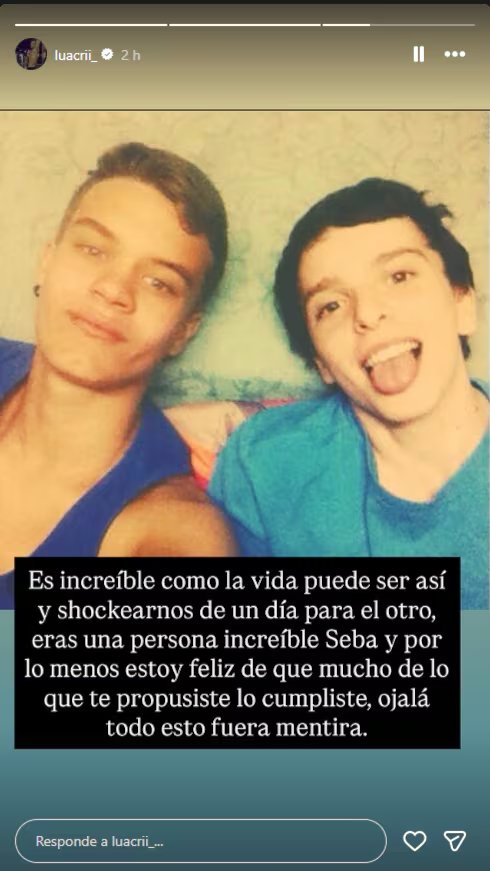 El creador de contenido Lucas Acri despidió a Sebastián Funes con una foto de ambos de jóvenes: