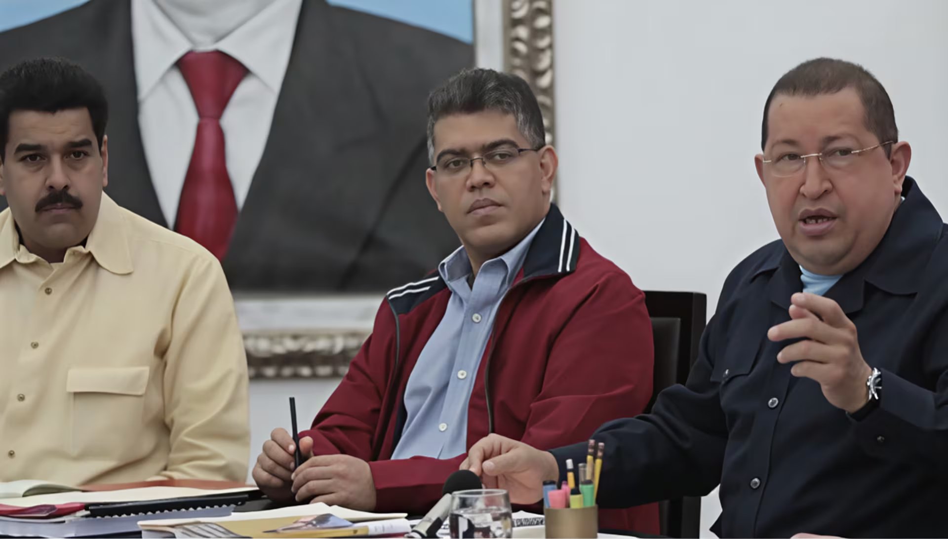 Nicolás Maduro, Elías Jaua y el entonces presidente Hugo Chávez
