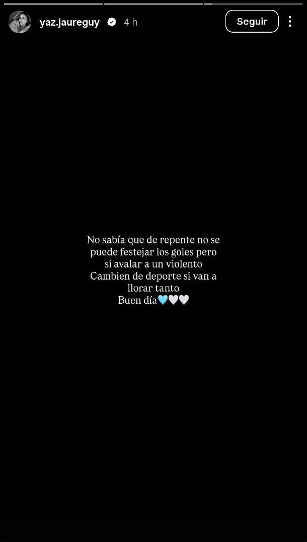 Yazmín Jaureguy, la esposa de Valentín Barco, expresó su furia tras el golpe de Jude Bellingham (Instagram)