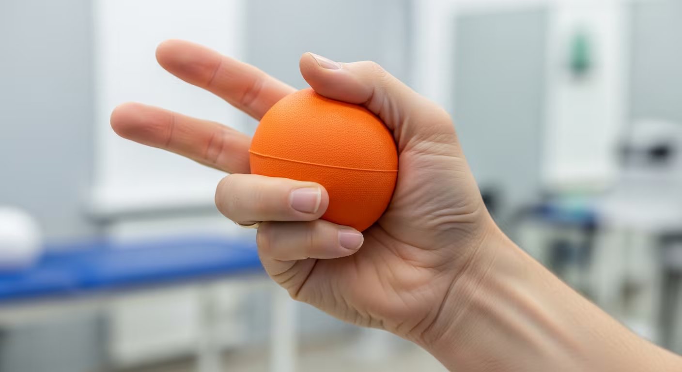Una mano sostiene una pelota antiestrés de color naranja. (Imagen Ilustrativa Infobae)