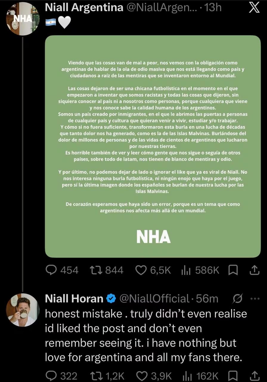 El cantante irlandés se vio obligado a expresarse ante el comunicado de sus fans y las críticas en redes (X)