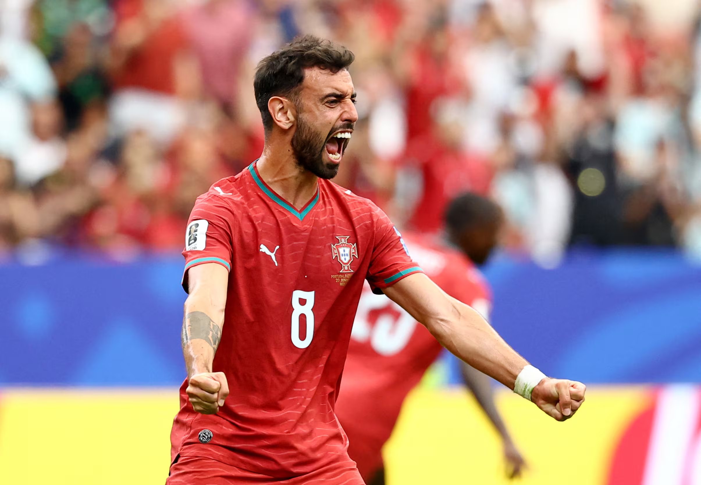 Bruno Fernandes en el partido de Portugal contra Uzbekistán. (REUTERS/Pedro Nunes)