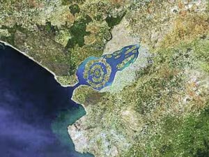 La antigua Atlántida, que los expertos ubican en Doñana, estaría compuesta por varios anillos (EFE)