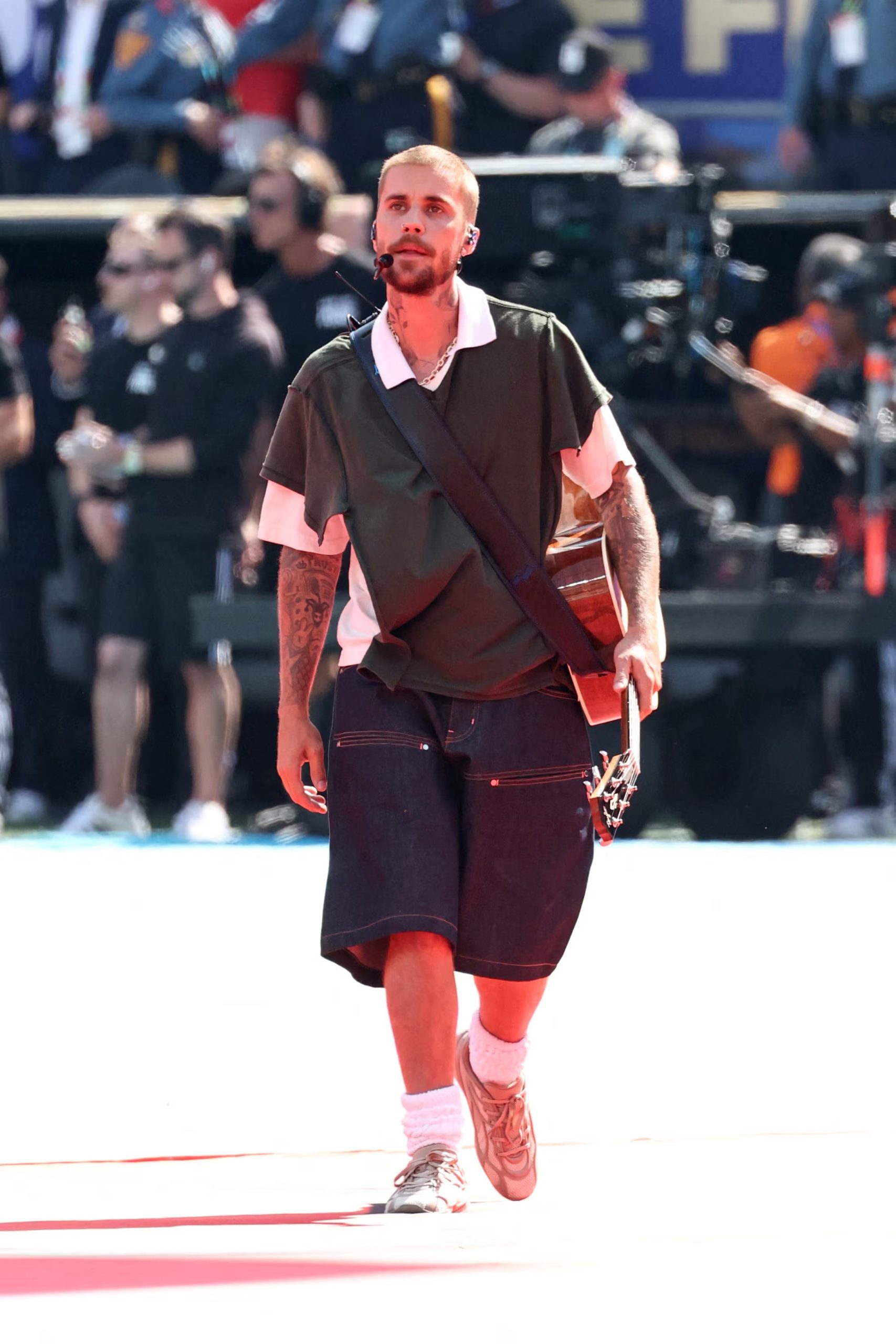 EAST RUTHERFORD, NEW JERSEY - JULY 19: Justin Bieber performs during FIFA World Cup 2026� Topps Final Halftime Show at New York New Jersey Stadium on July 19, 2026 in East Rutherford, New Jersey. Jamie McCarthy/Getty Images for Global Citizen/AFP (Photo by Jamie McCarthy / GETTY IMAGES NORTH AMERICA / Getty Images via AFP)
