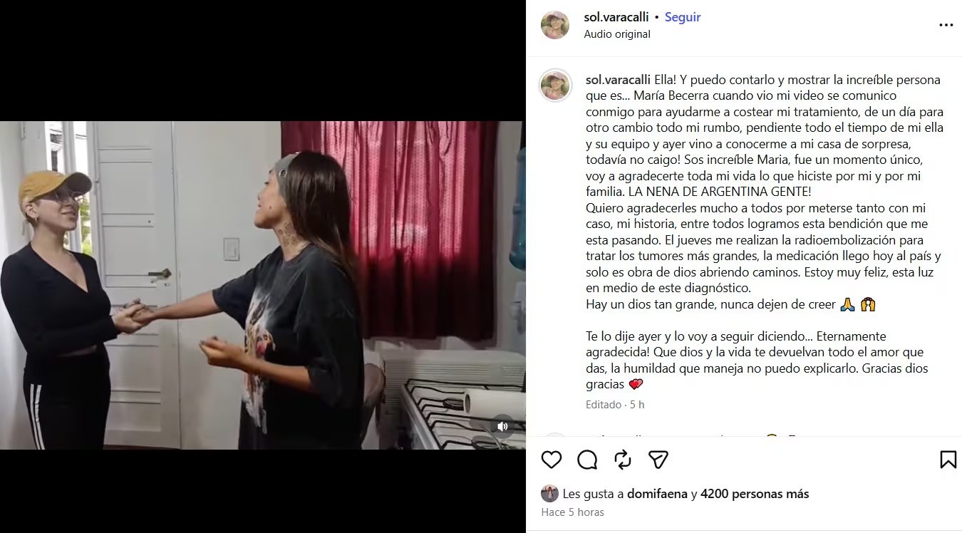 El solidario gesto de María Becerra con una fan