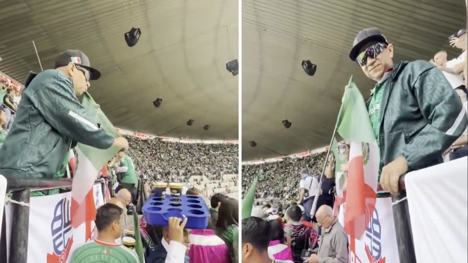 El momento ocurrió en las tribunas del Estadio Ciudad de México durante el partido de octavos de final del Mundial 2026 entre México e Inglaterra, que se disputó ante 80.824 espectadores 
(Captura de pantalla (@Cleverlydey4u))