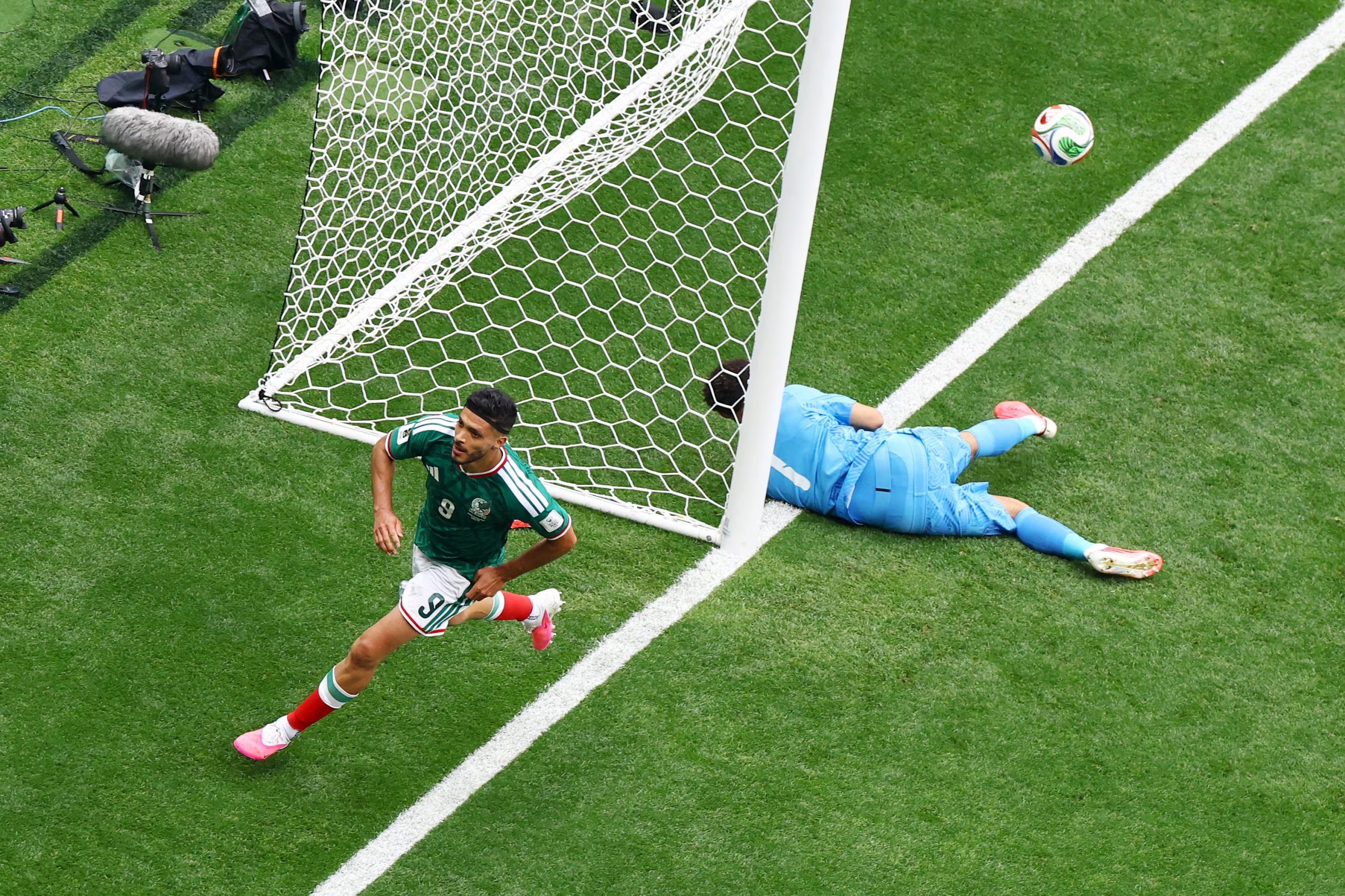 Soccer Football - FIFA World Cup 2026 - Group A - Mexico v South Africa - Estadio Azteca, Mexico City, Mexico - June 11, 2026 Mexico's Raul Jimenez celebrates scoring their second goal REUTERS/Raquel Cunha