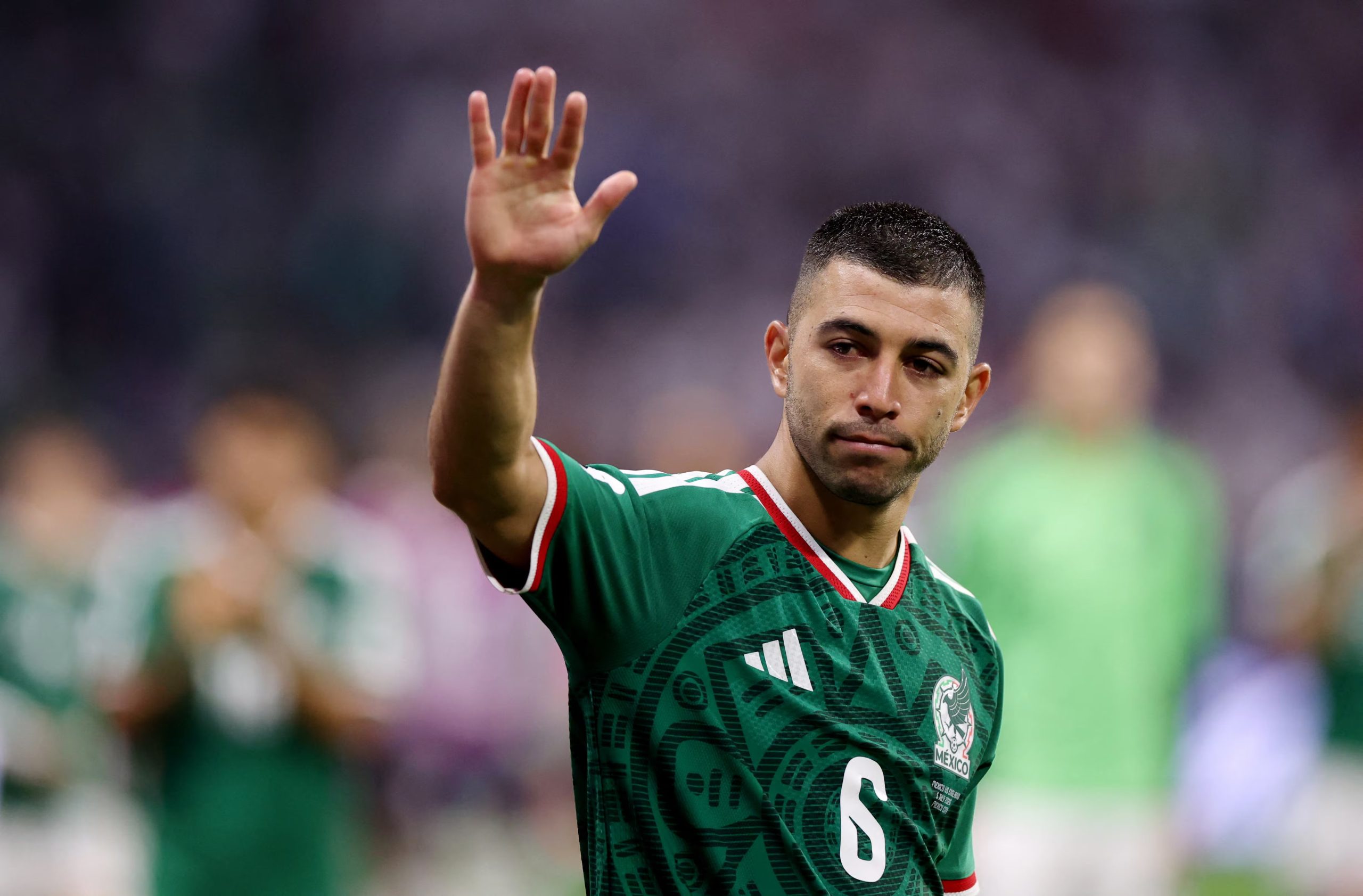 Soccer Football - FIFA World Cup 2026 - Round of 16 - Mexico v England - Estadio Azteca, Mexico City, Mexico - July 5, 2026 Mexico's Erik Lira looks dejected after the match following their elimination from the World Cup REUTERS/Raquel Cunha