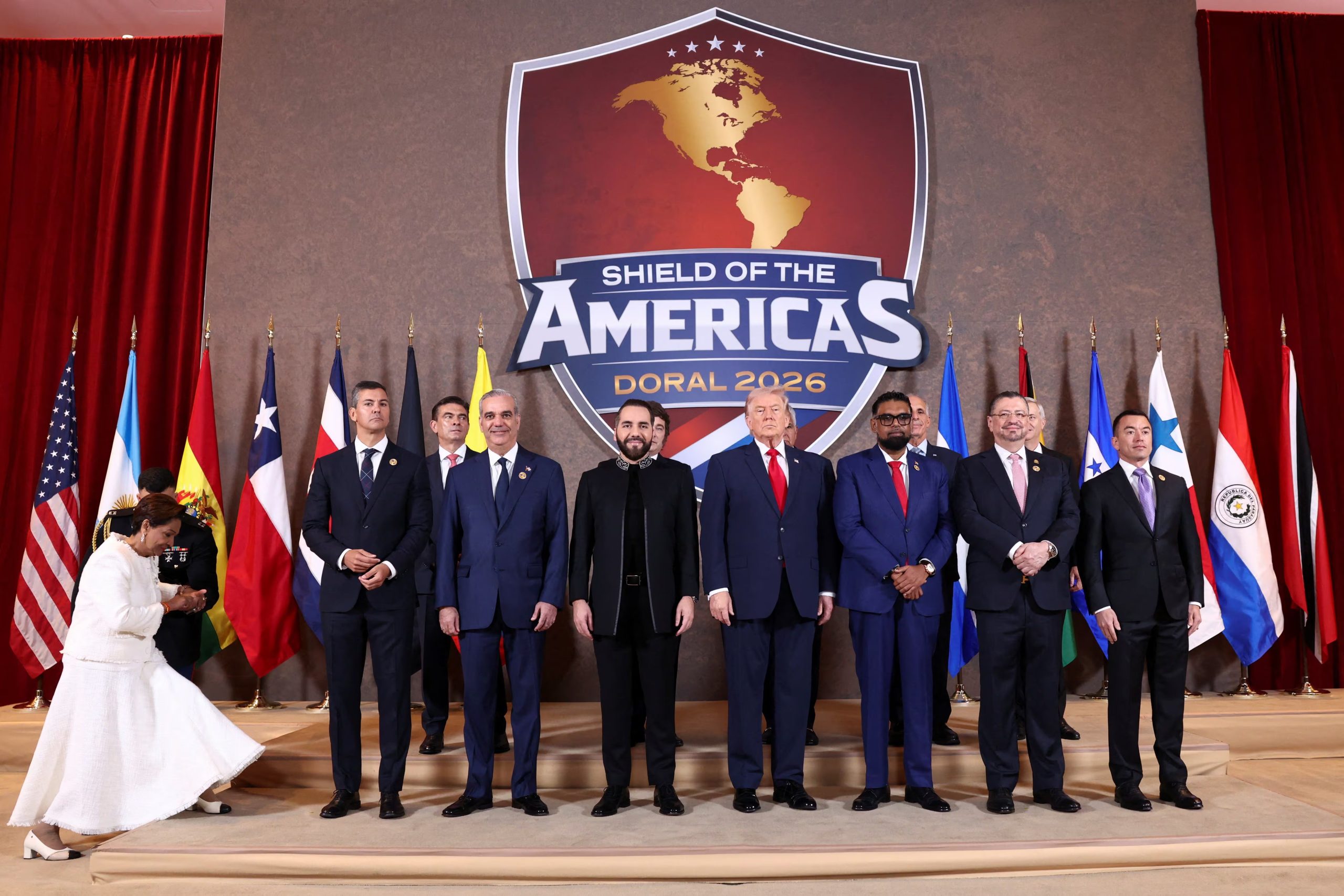 El presidente de Estados Unidos, Donald Trump, junto a jefes de Estado de América (REUTERS/Kevin Lamarque)