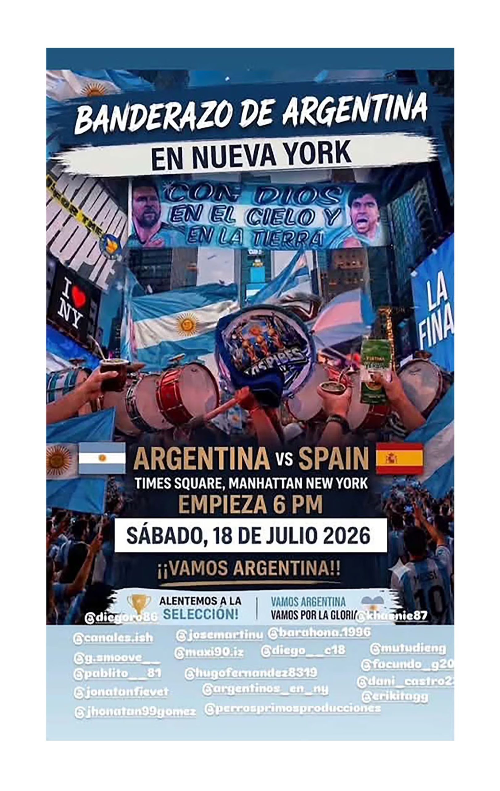 El banderazo previsto a las 18, en Times Square