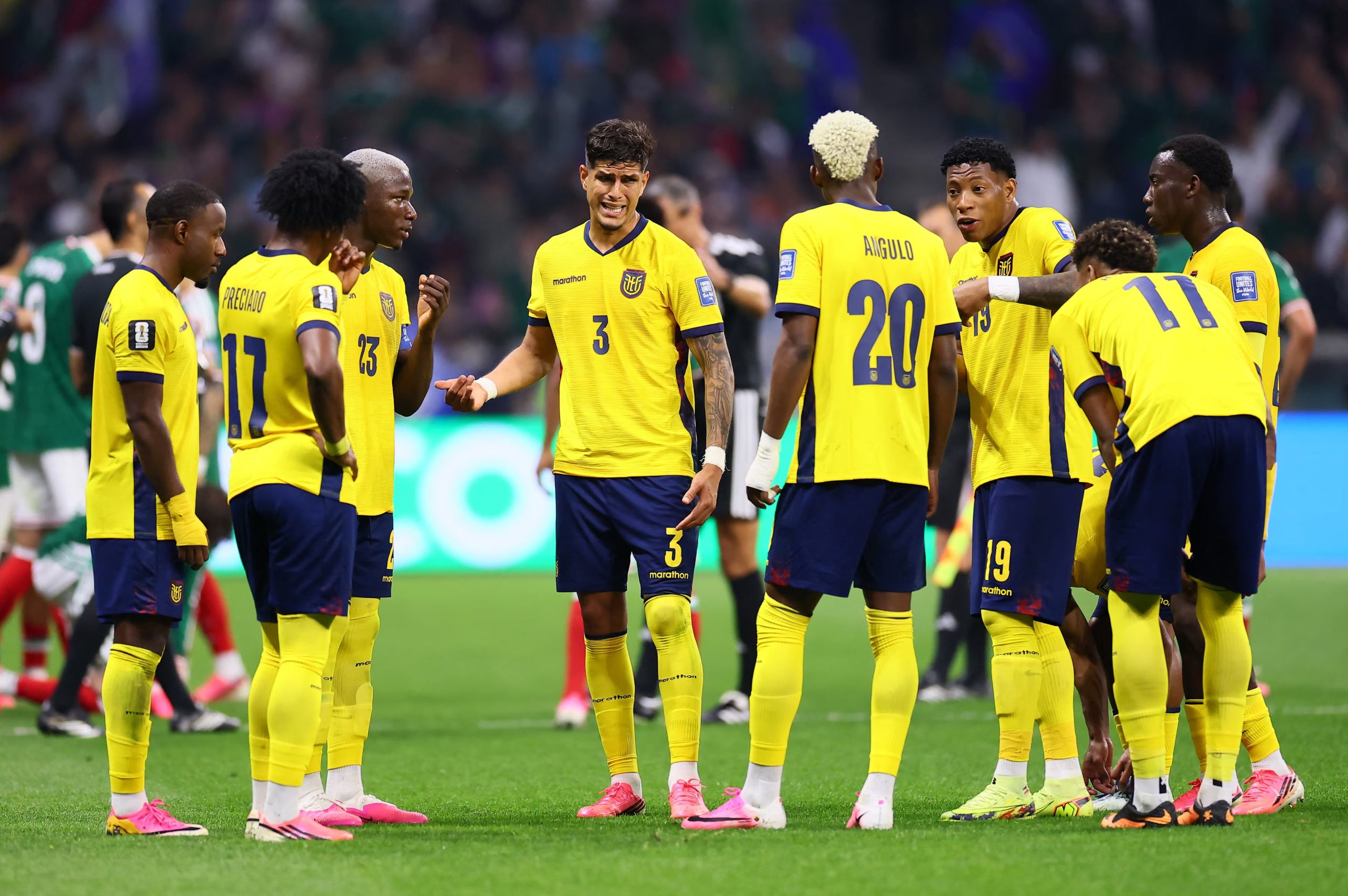 Jugadores de la Selección de Ecuador en su juego contra México en el Mundial 2026. REUTERS/Eloisa Sanchez