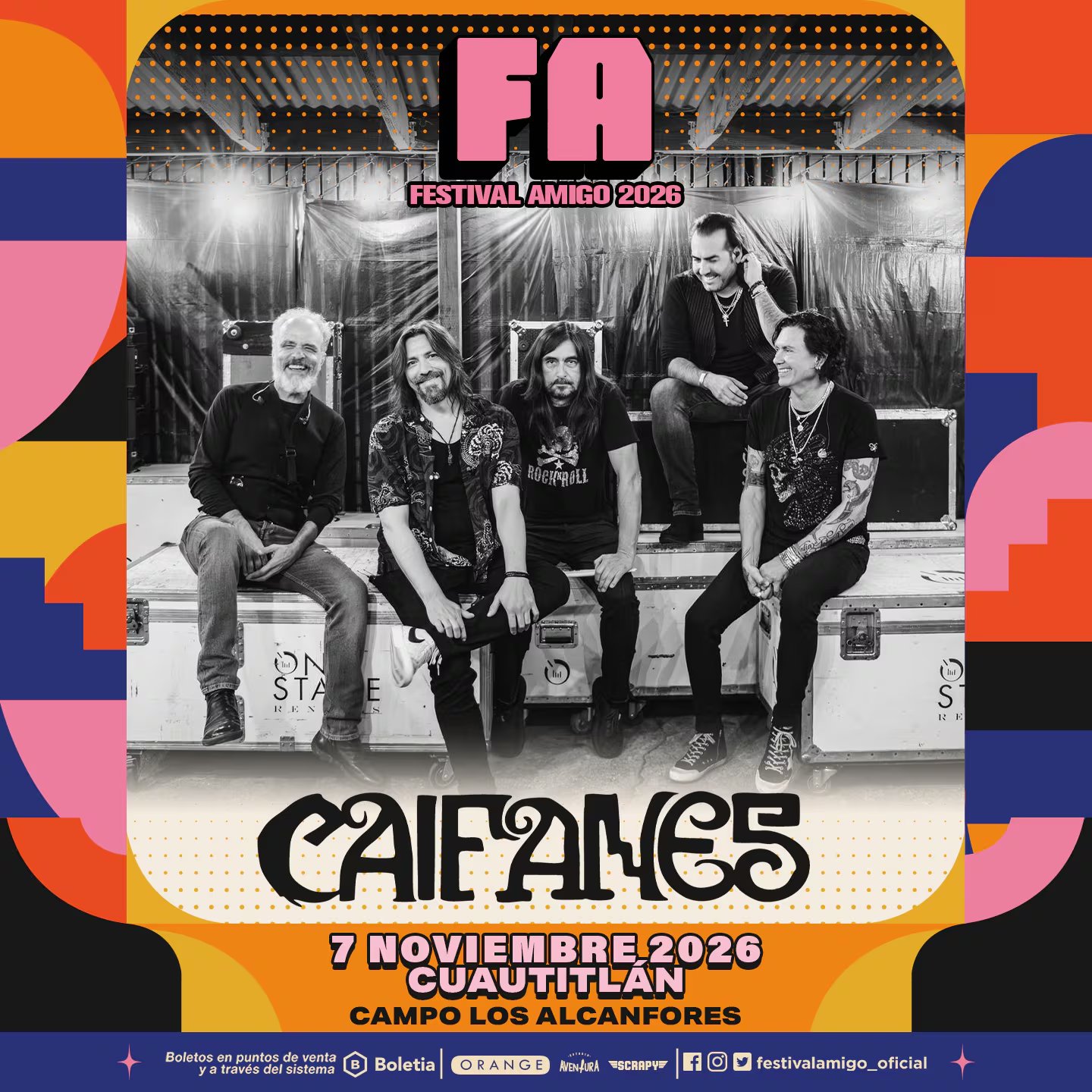 Caifanes, Julieta Venegas y seis actos más conforman el lineup del 7 de noviembre, con accesos desde 950 pesos únicamente en Boletia. (Festival Amigo 2026)